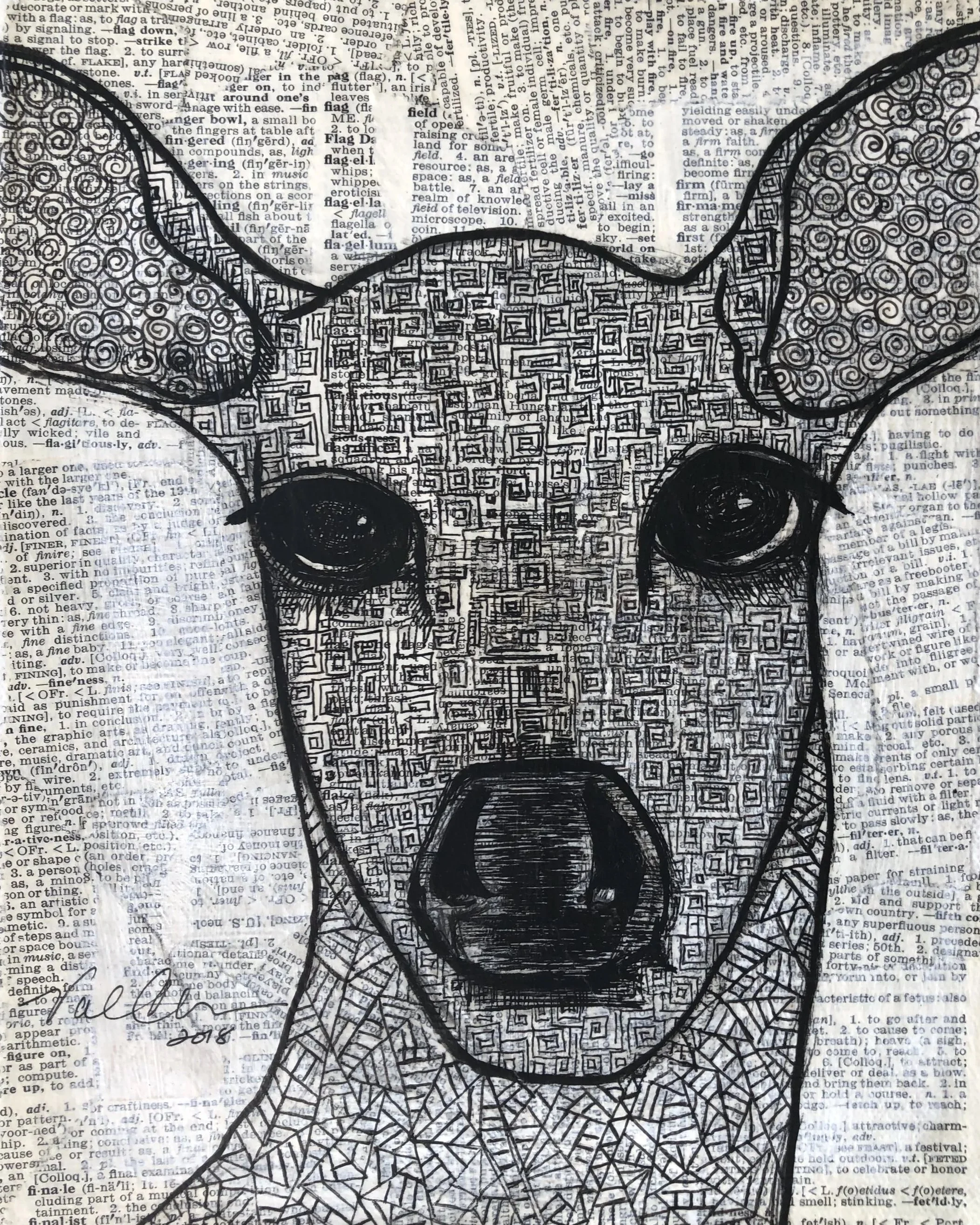 The Woodland Set: Deer 8”x10” Mixed Media