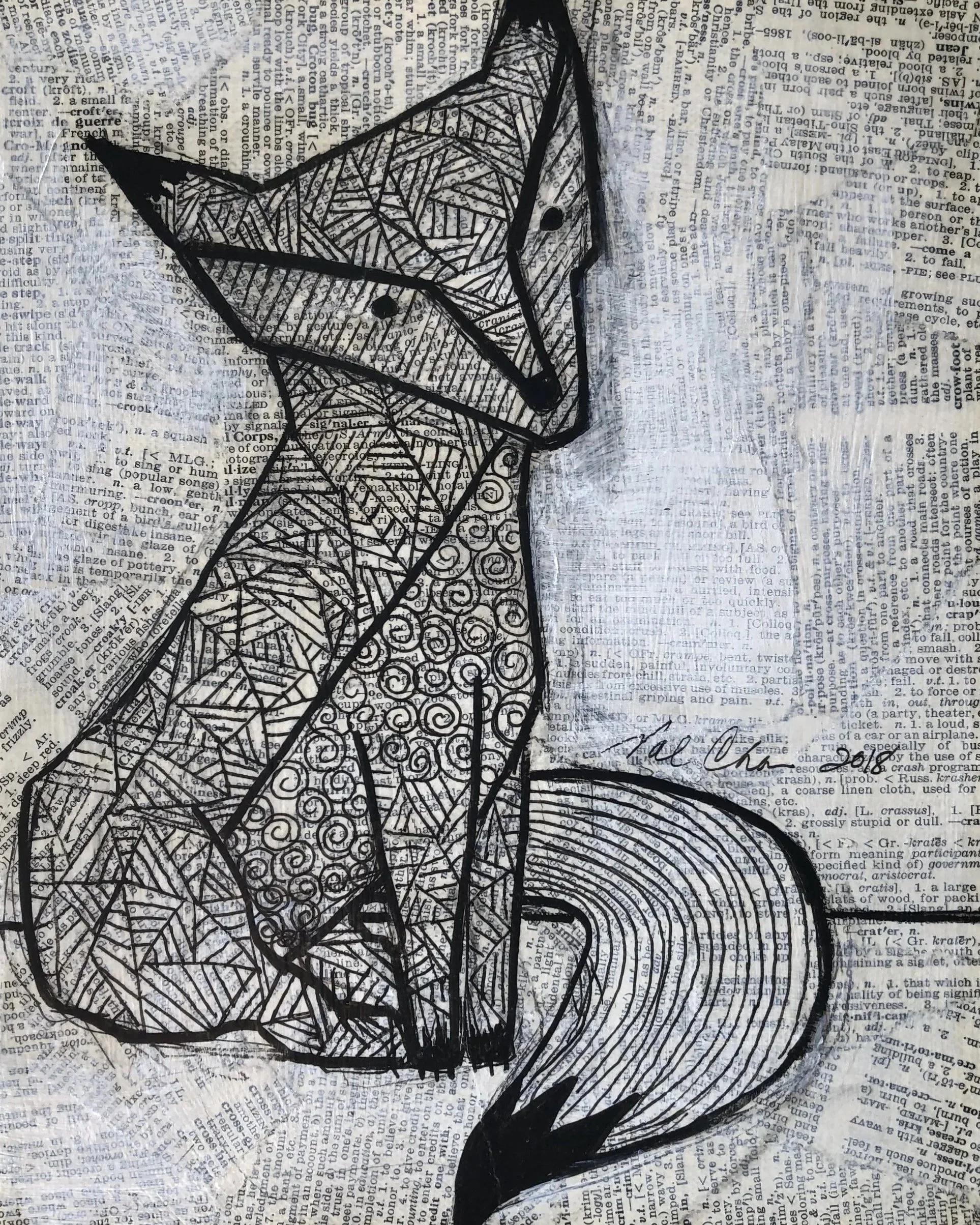 The Woodland Set: Fox 8”x10” Mixed Media