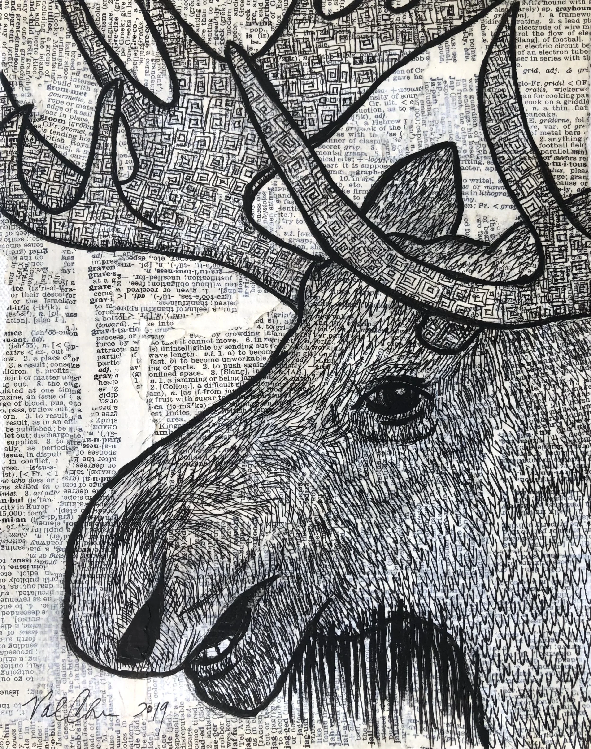 The Woodland Set: Moose 8”x10” Mixed Media