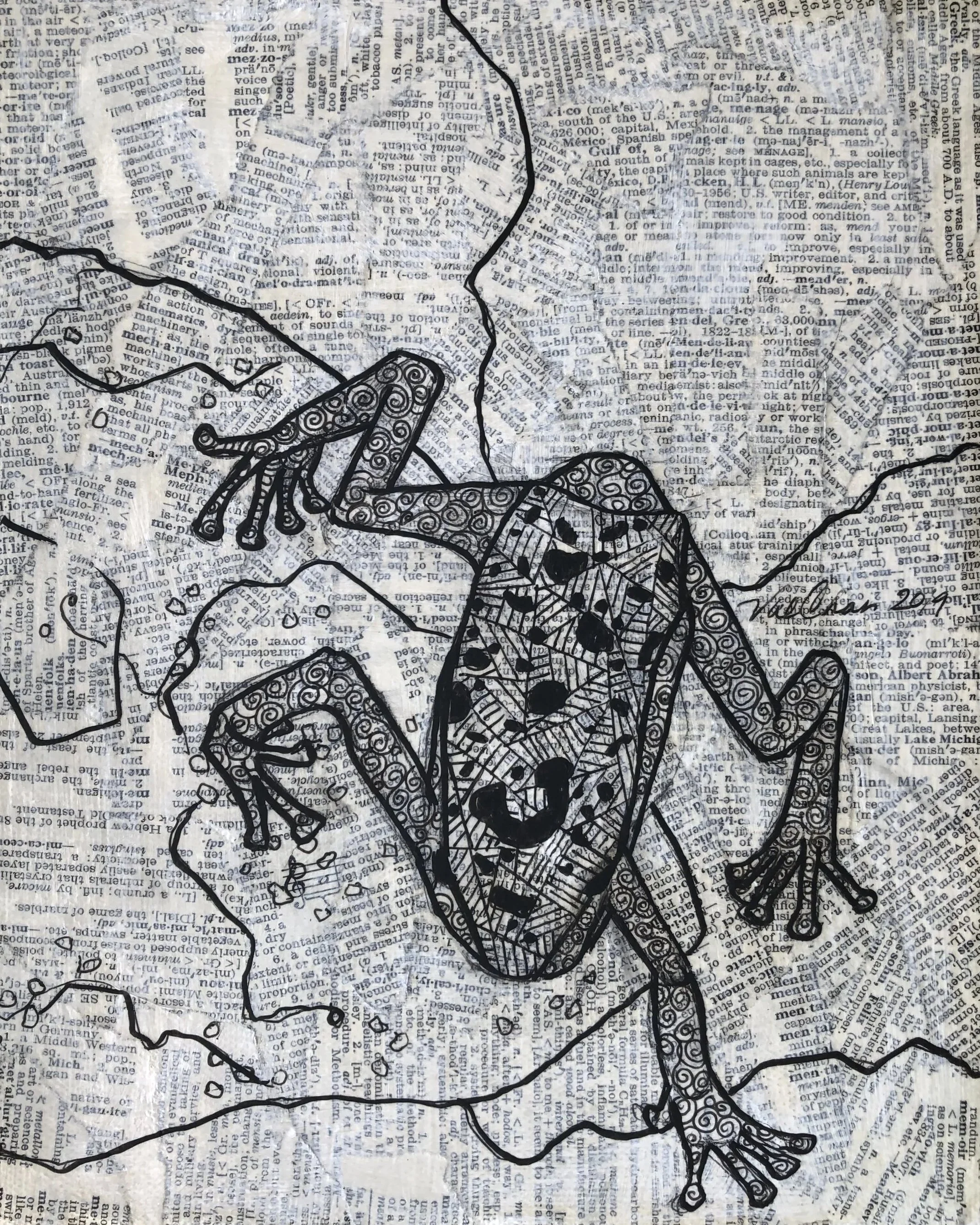 The Jungle Set: Poison Dart Frog 8”x10” Mixed Media