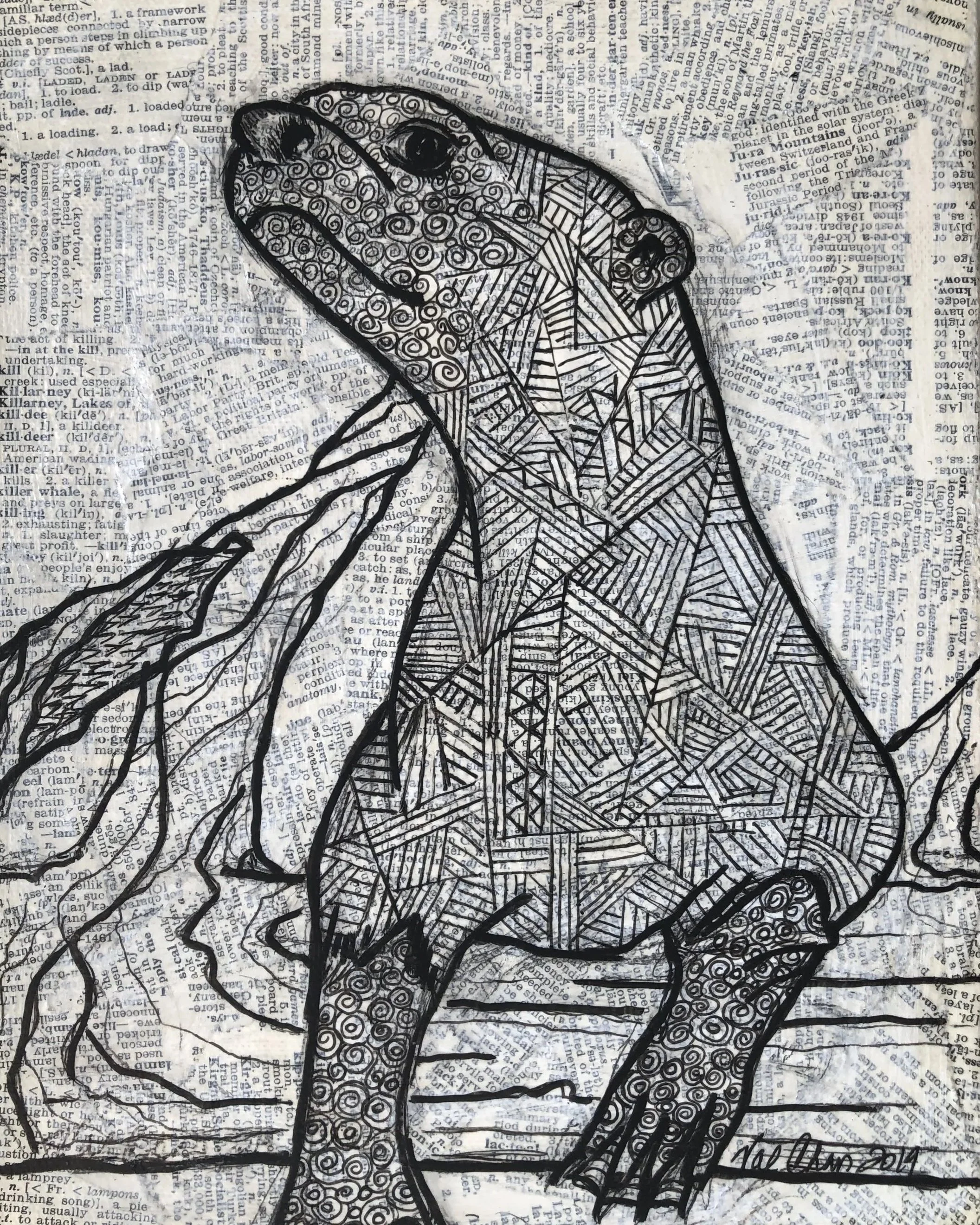 The Jungle Set: Giant River Otter 8”x10” Mixed Media