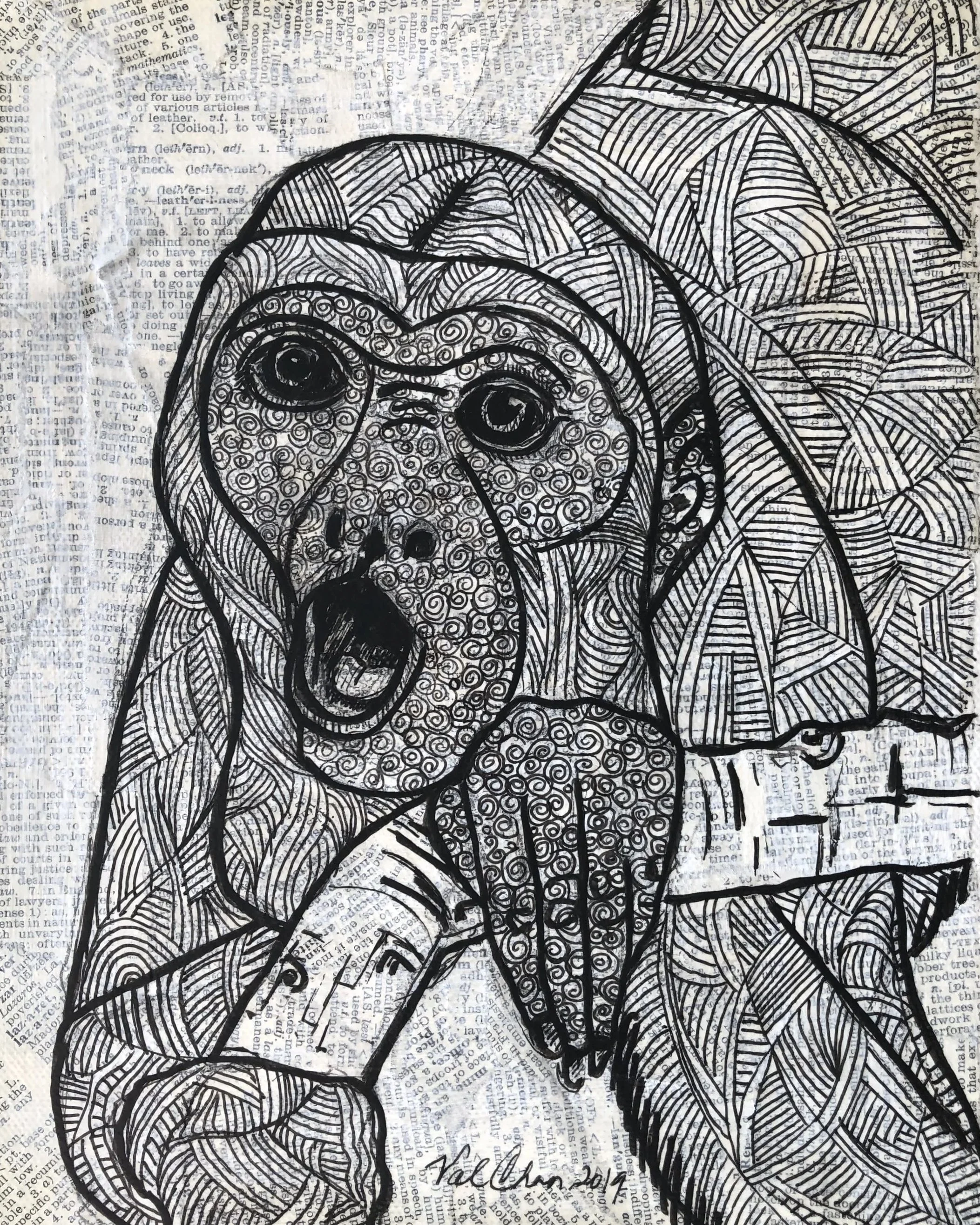 The Jungle Set: Howler Monkey 8”x10” Mixed Media