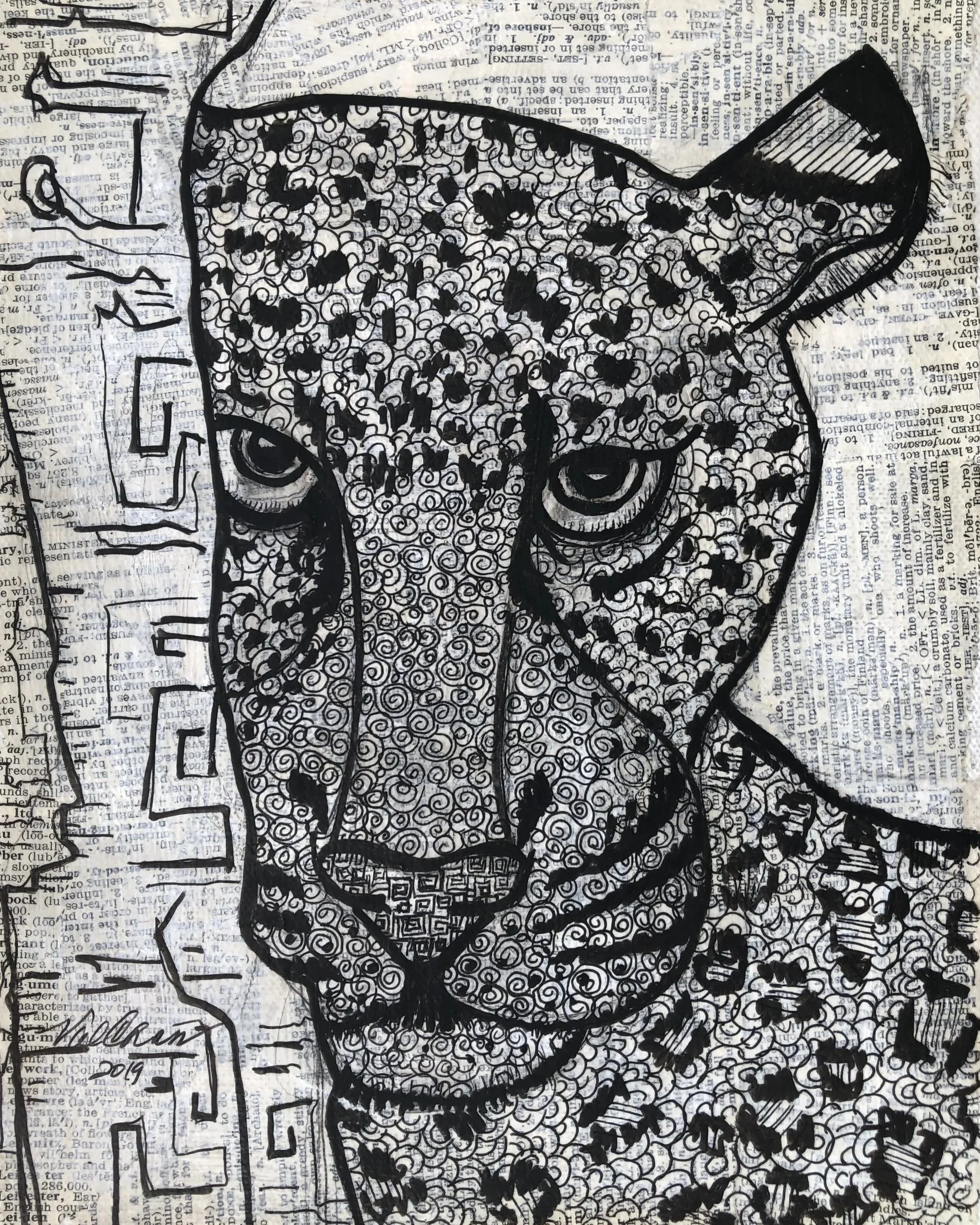 The Jungle Set: Jaguar 8”x10” Mixed Media