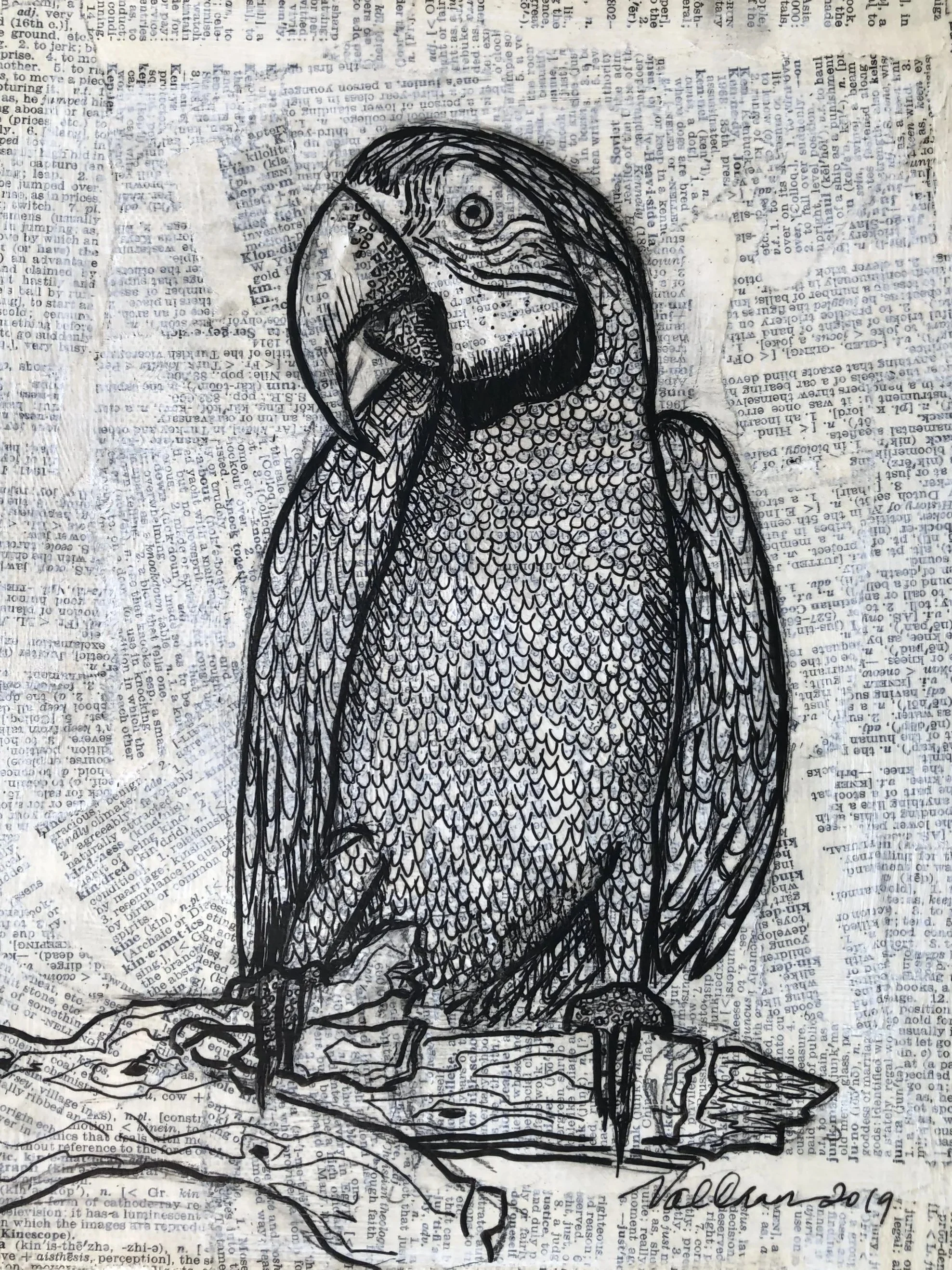 The Jungle Set: Macaw 8’x10” Mixed Media
