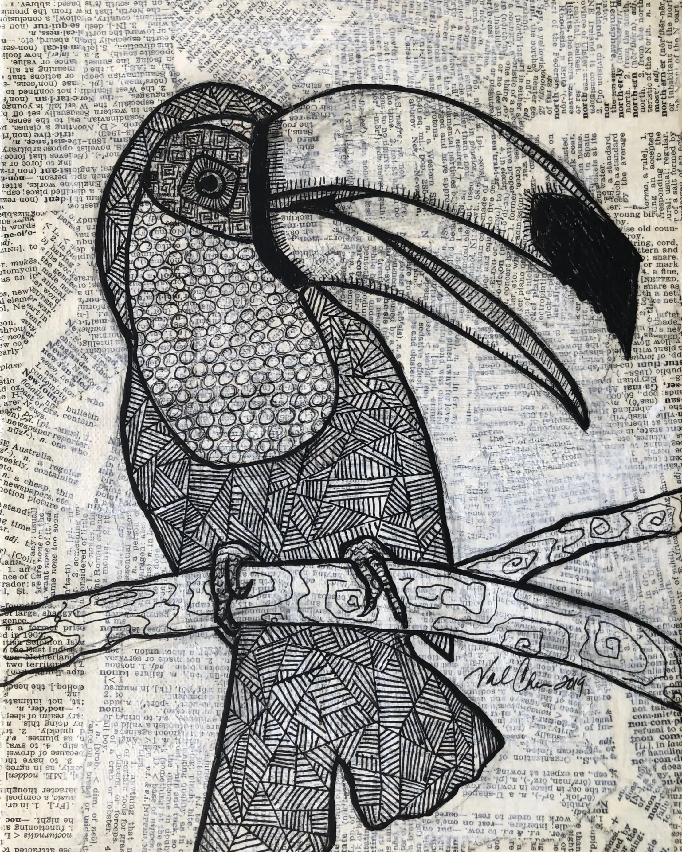 The Jungle Set: Toucan 8”x10” Mixed Media