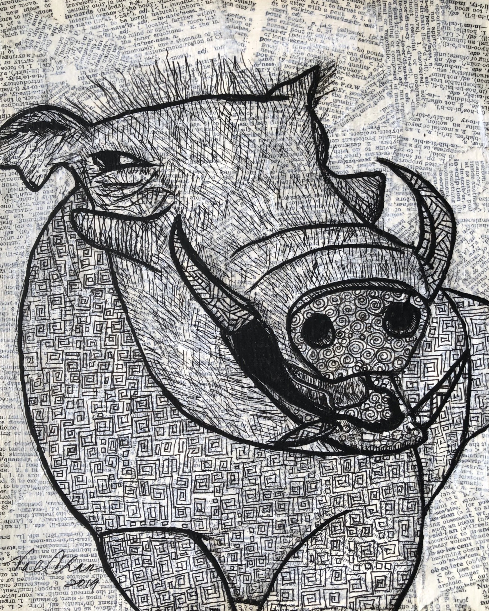 The Savanna Set: Warthog 8”x10” Mixed Media