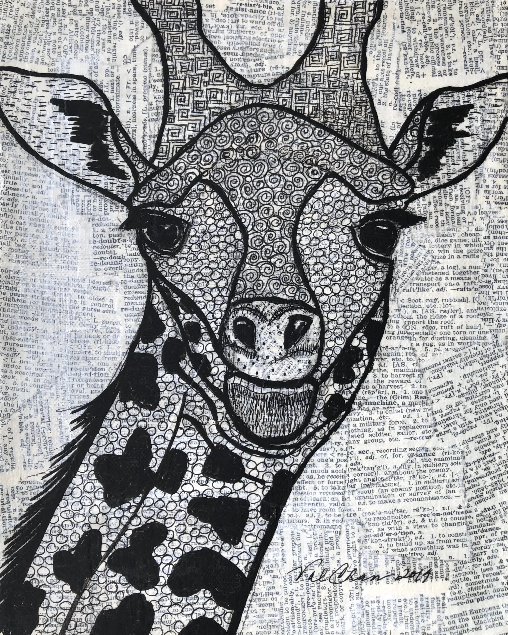 The Savanna Set: Giraffe 8”x10” Mixed Media