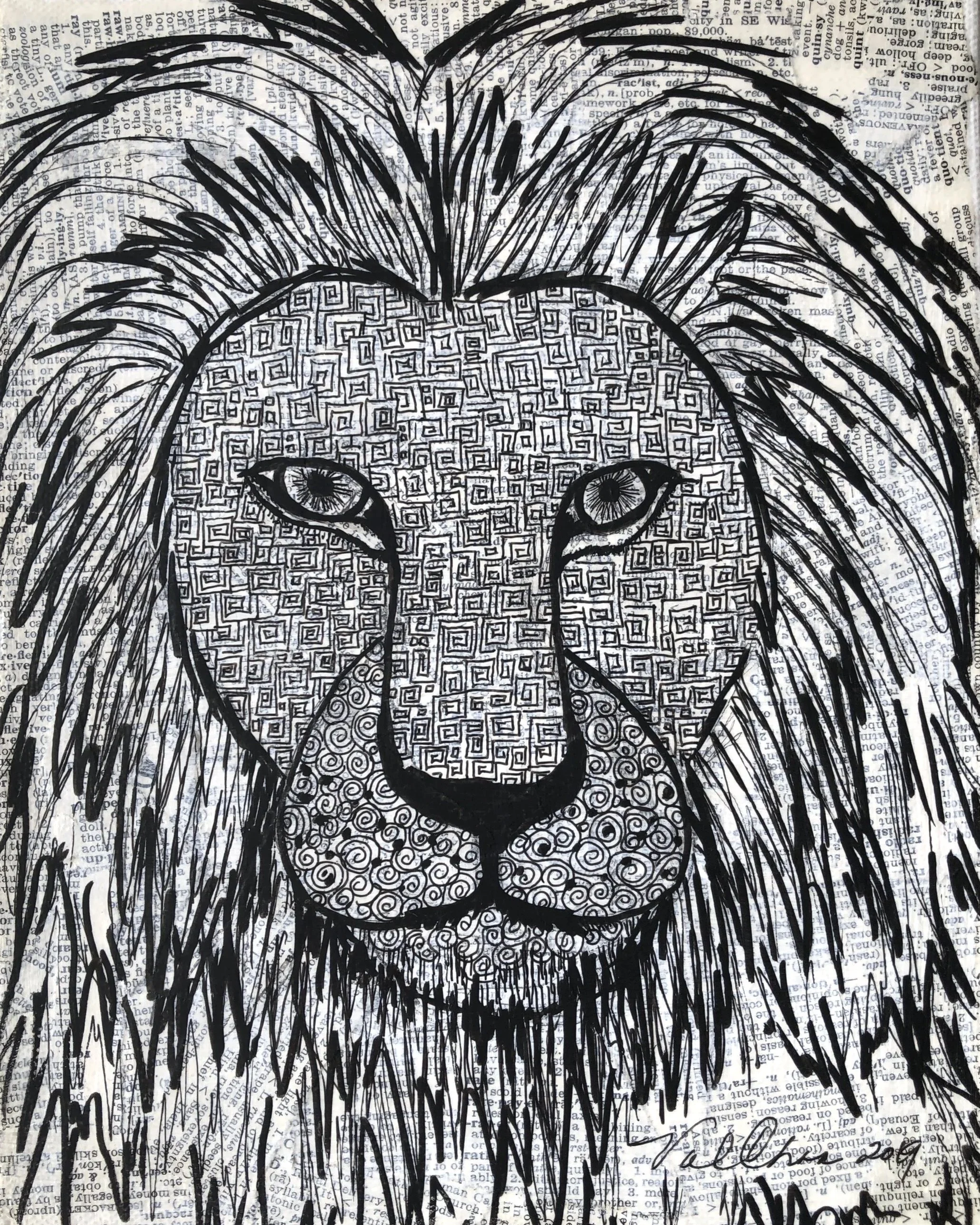 The Savanna Set: Lion 8”x10” Mixed Media