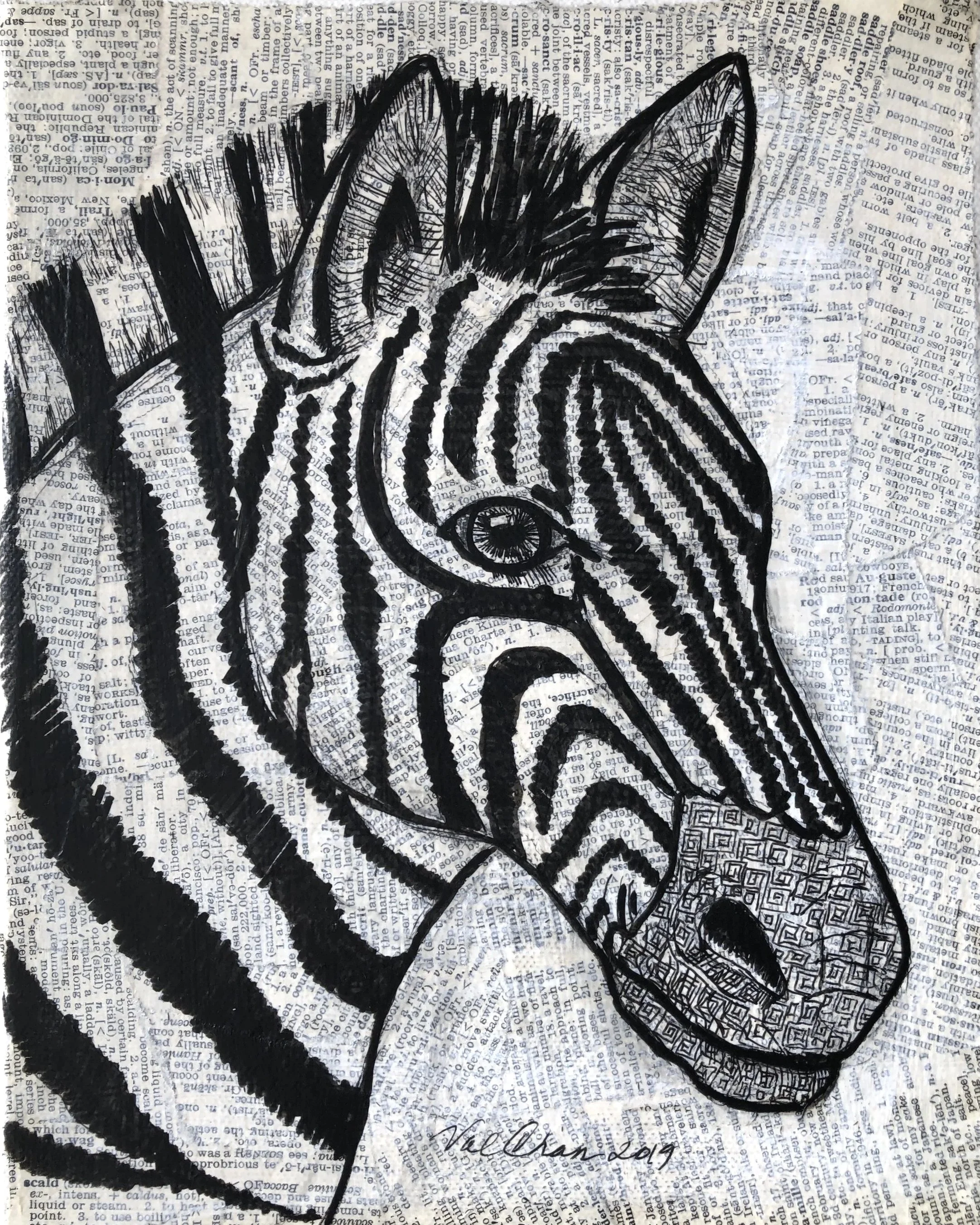The Savanna Set: Zebra 8”x10” Mixed Media
