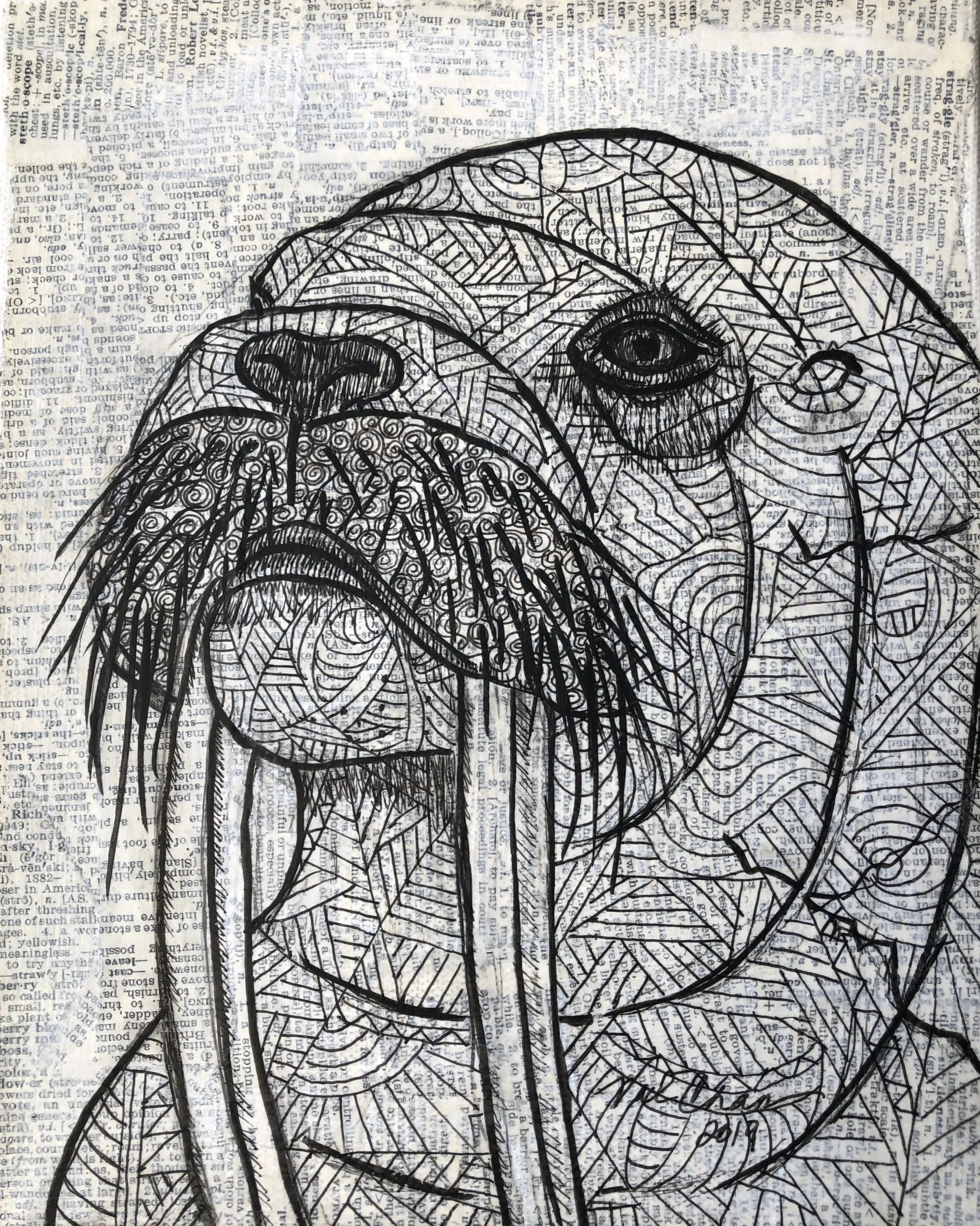 The Ocean Set: Walrus 8”x10” Mixed Media