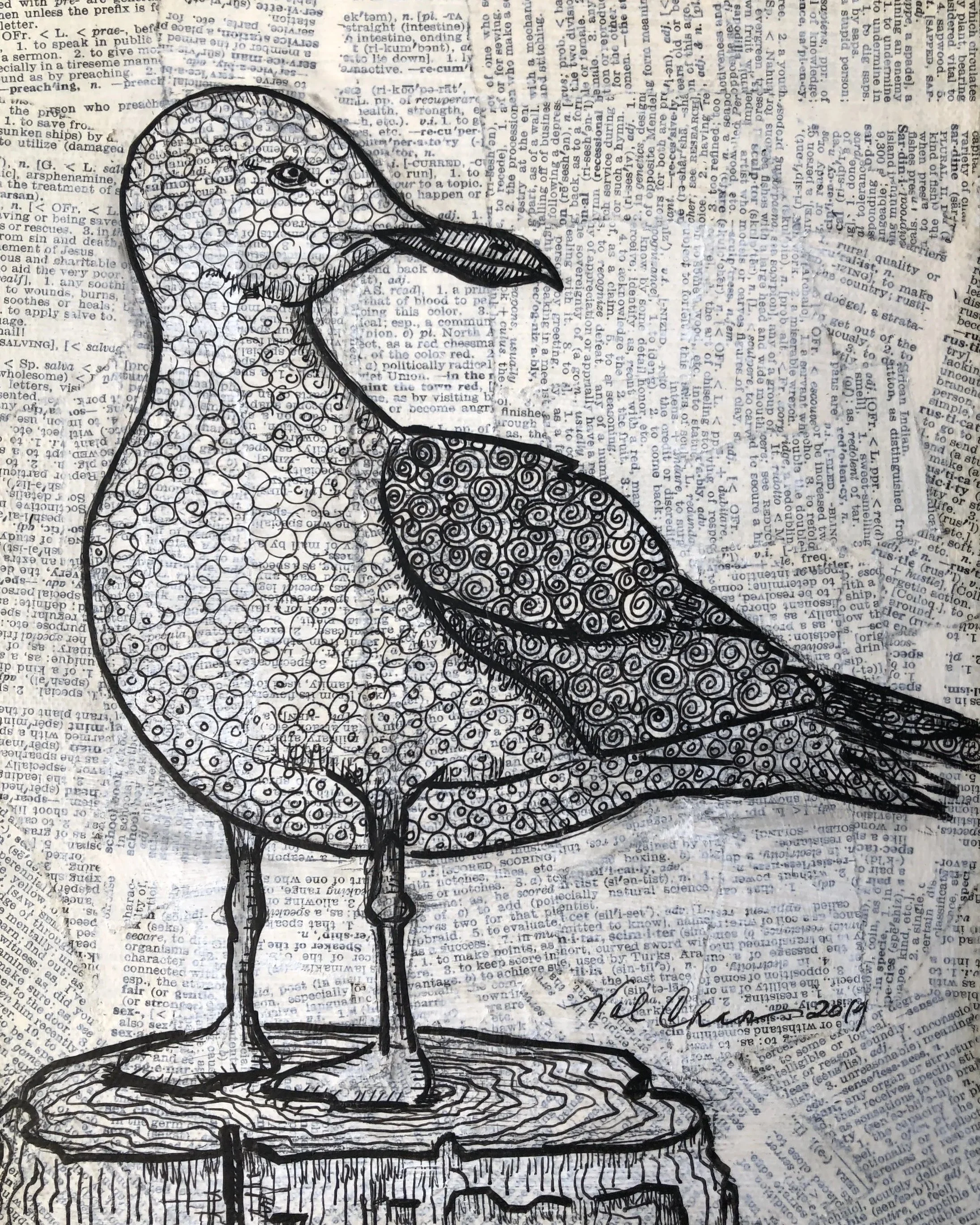 The Ocean Set: Seagull 8”x10” Mixed Media