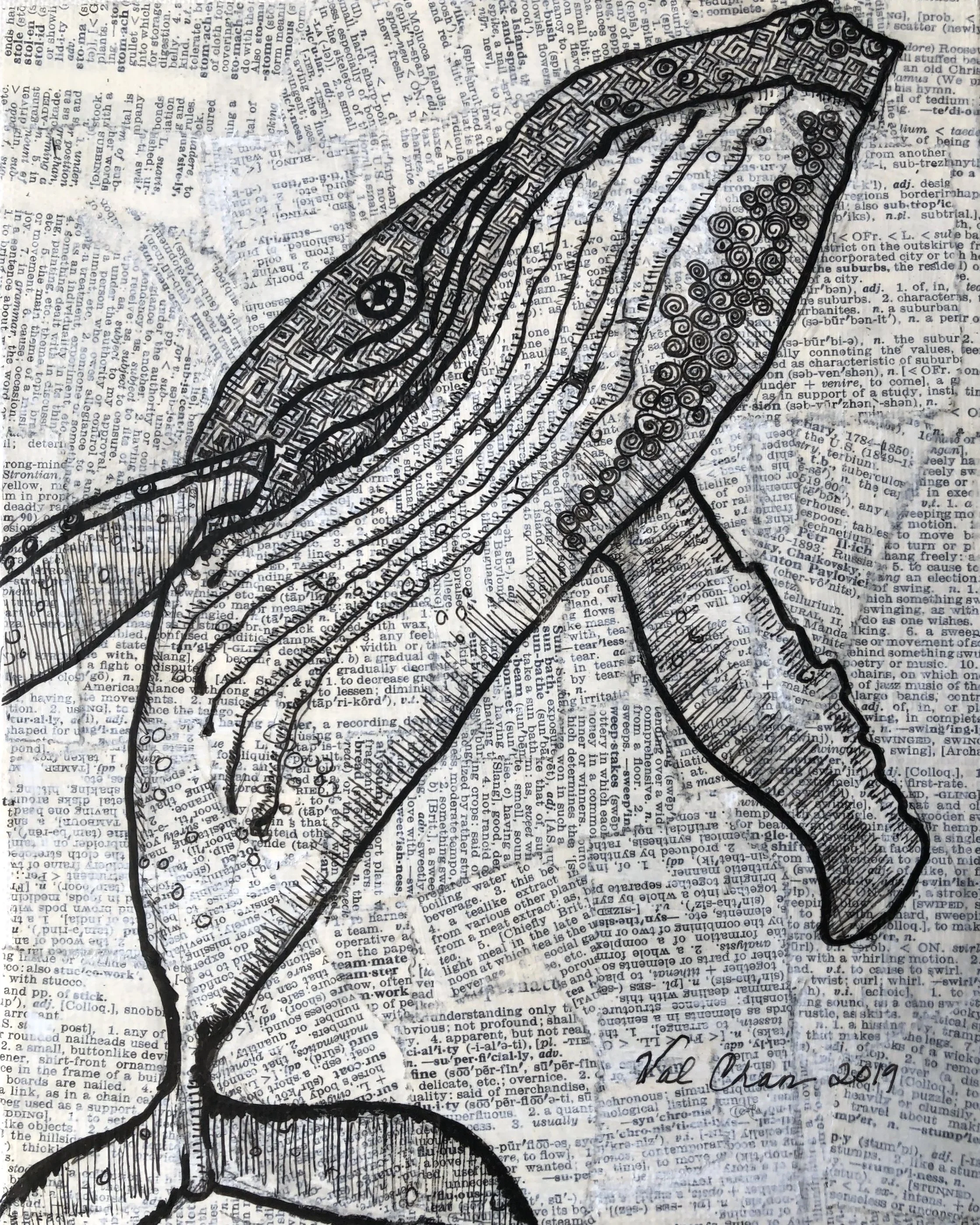 The Ocean Set: Humpback Whale 8”x10” Mixed Media