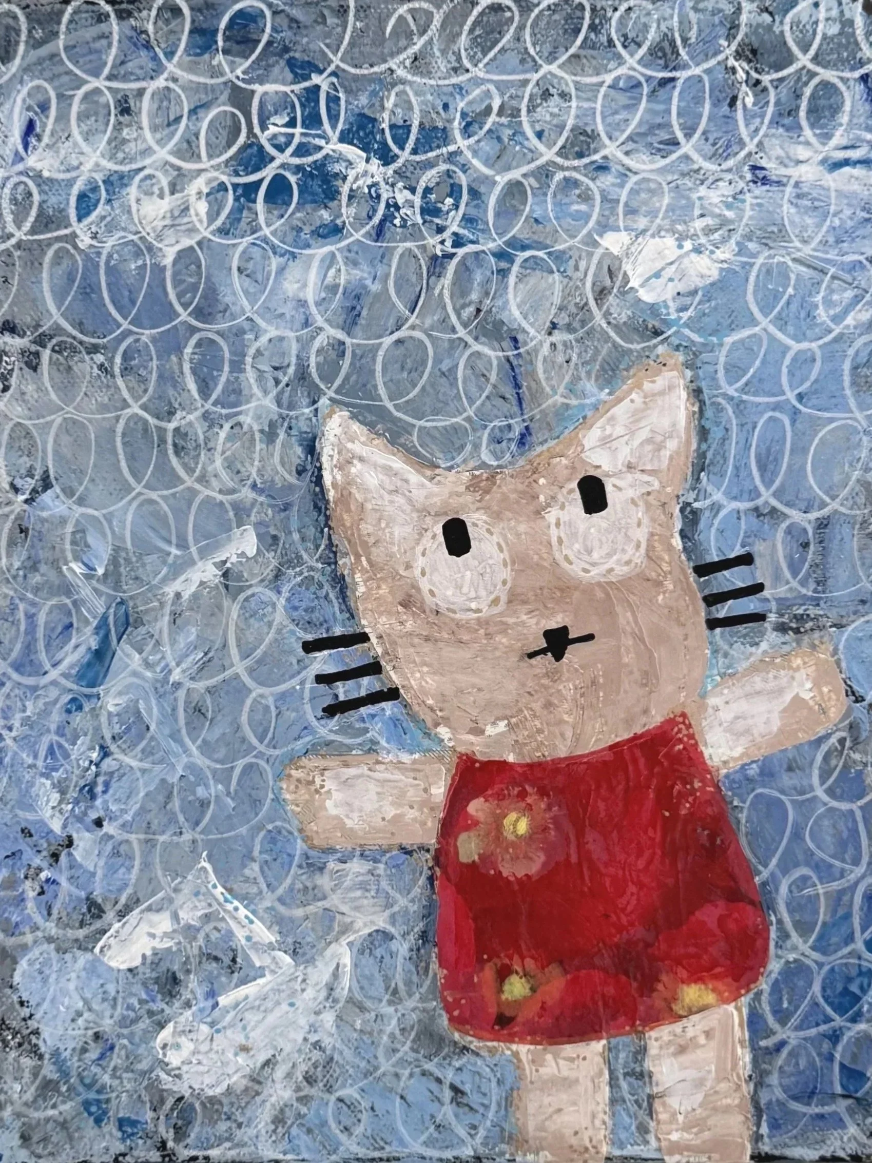 Dumpster Kitty 8”x10” Mixed Media