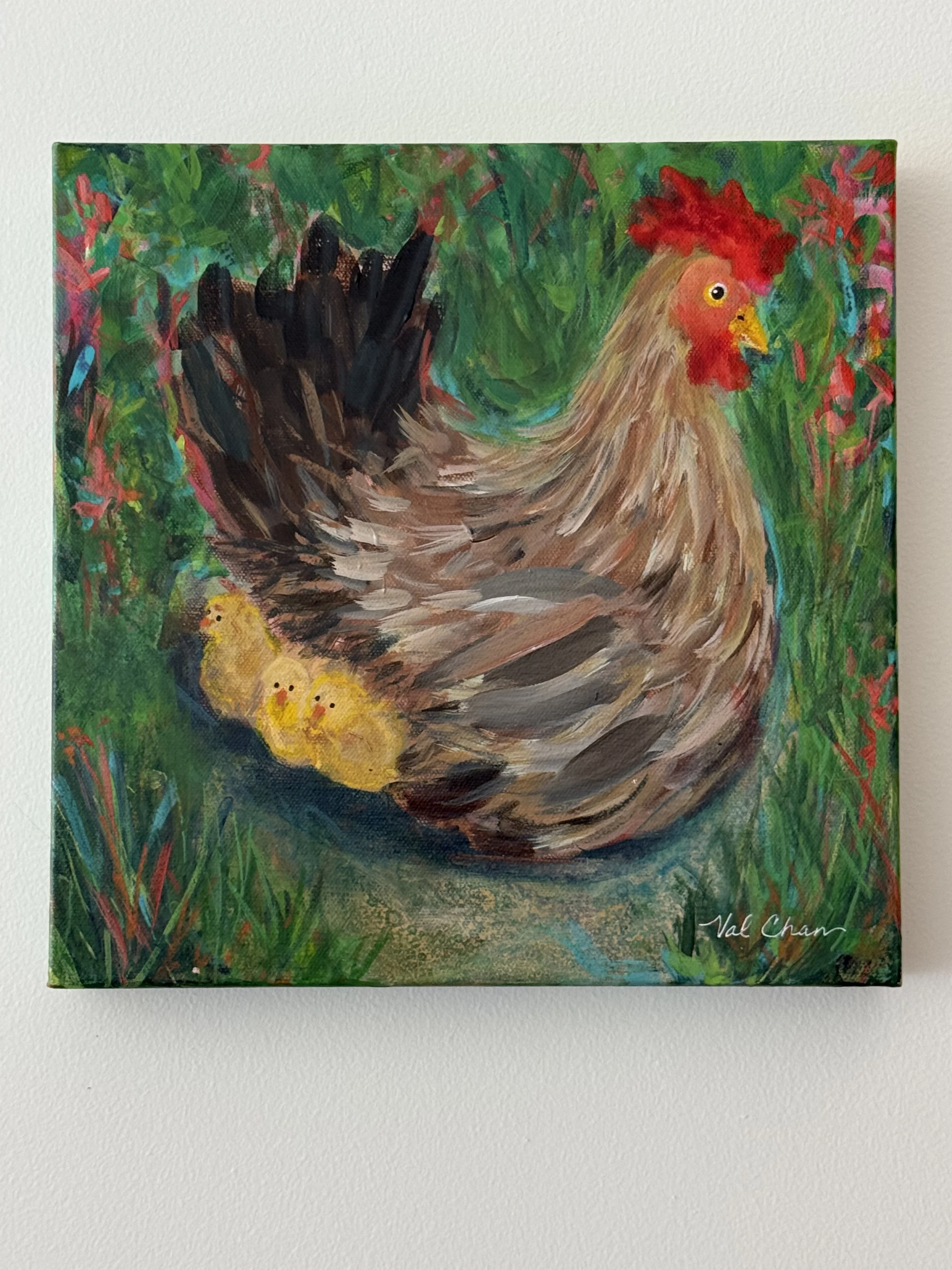 Hen and Chicks 12”x12” Acrylic