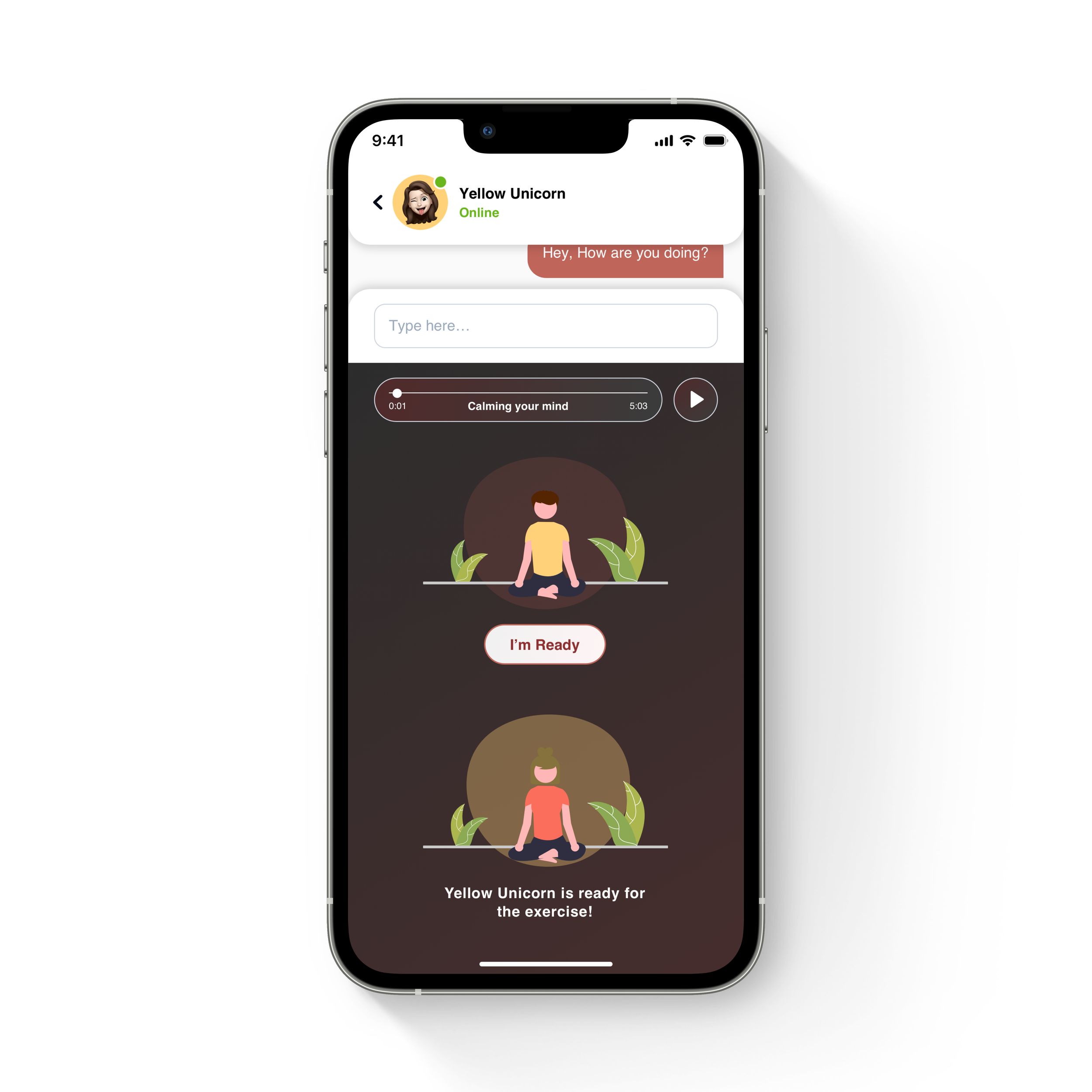 Step 3 : The user selects a relevant person to connect with, and they start with some games and exercises to break the ice.