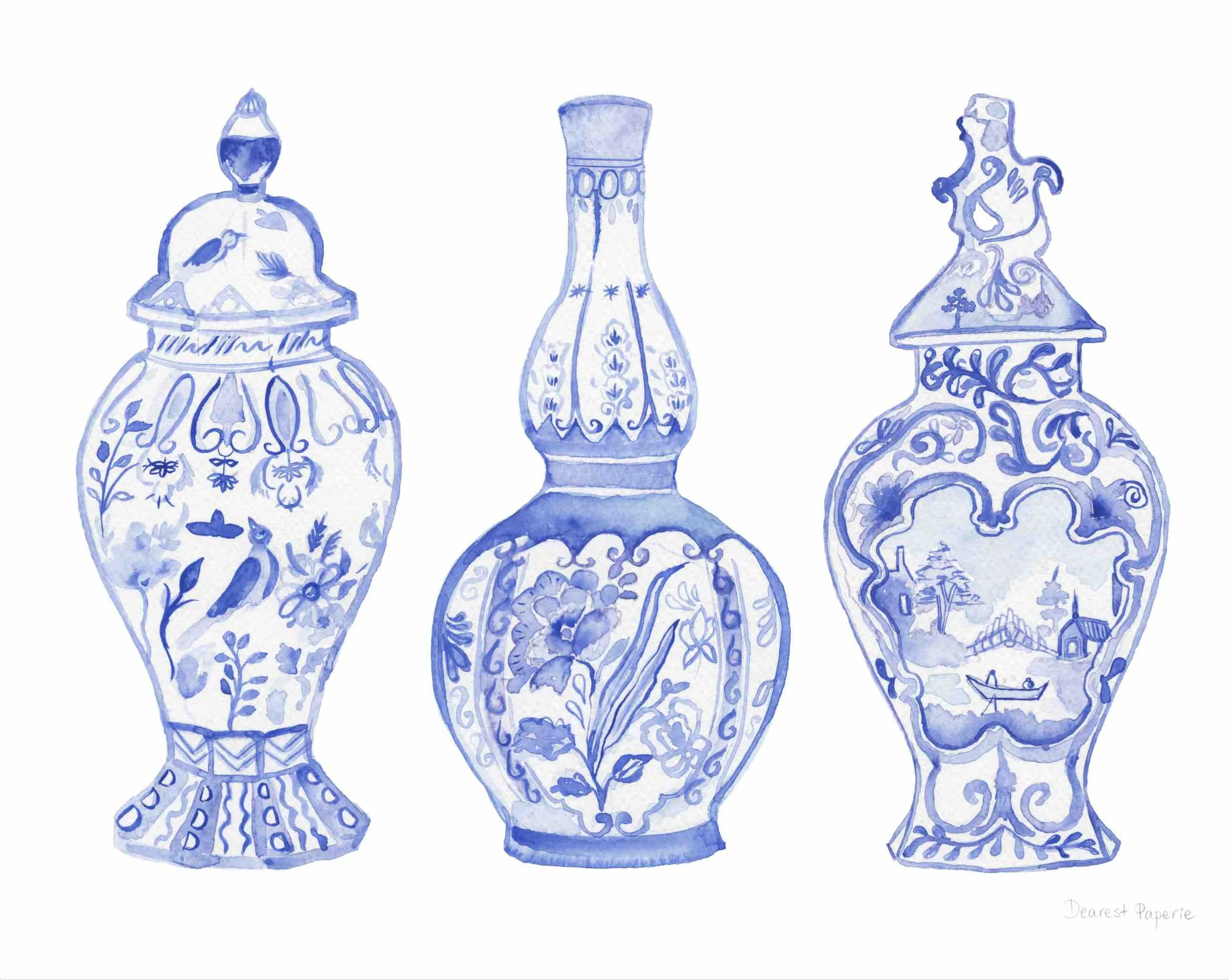 Three Chinoiserie Vases Art Print