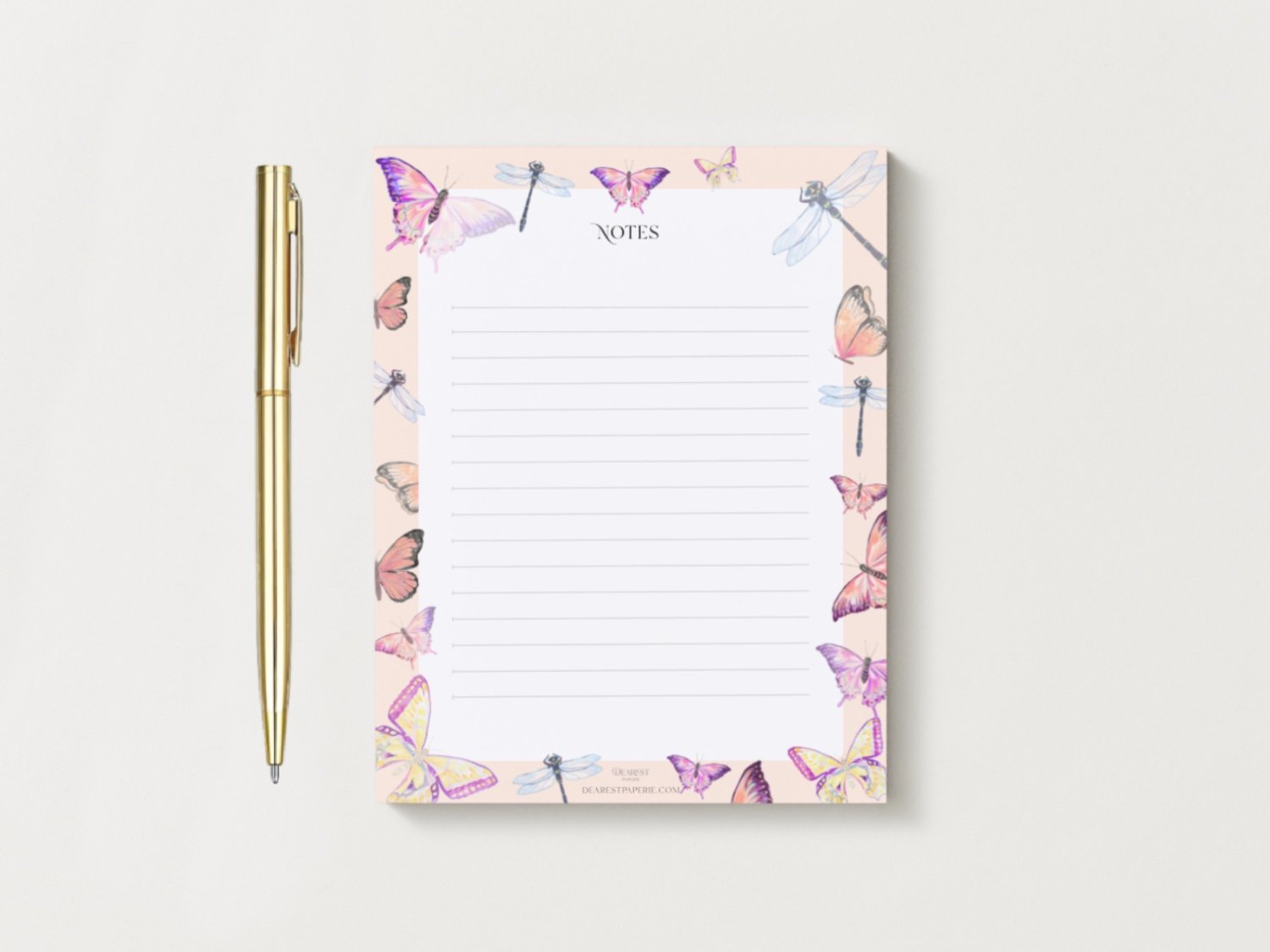 Butterfly Notepad Set with Gold Pen