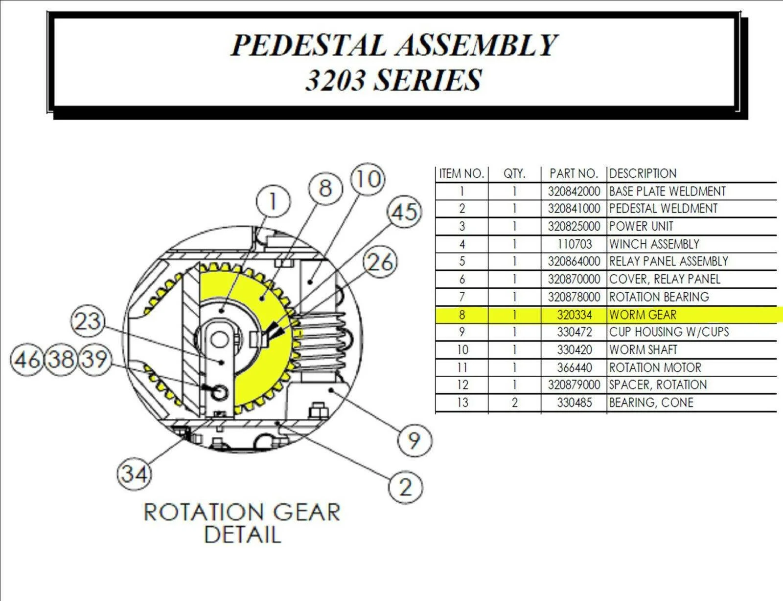 Auto Crane 320334000 Worm Gear for 3203PRX Series Cranes