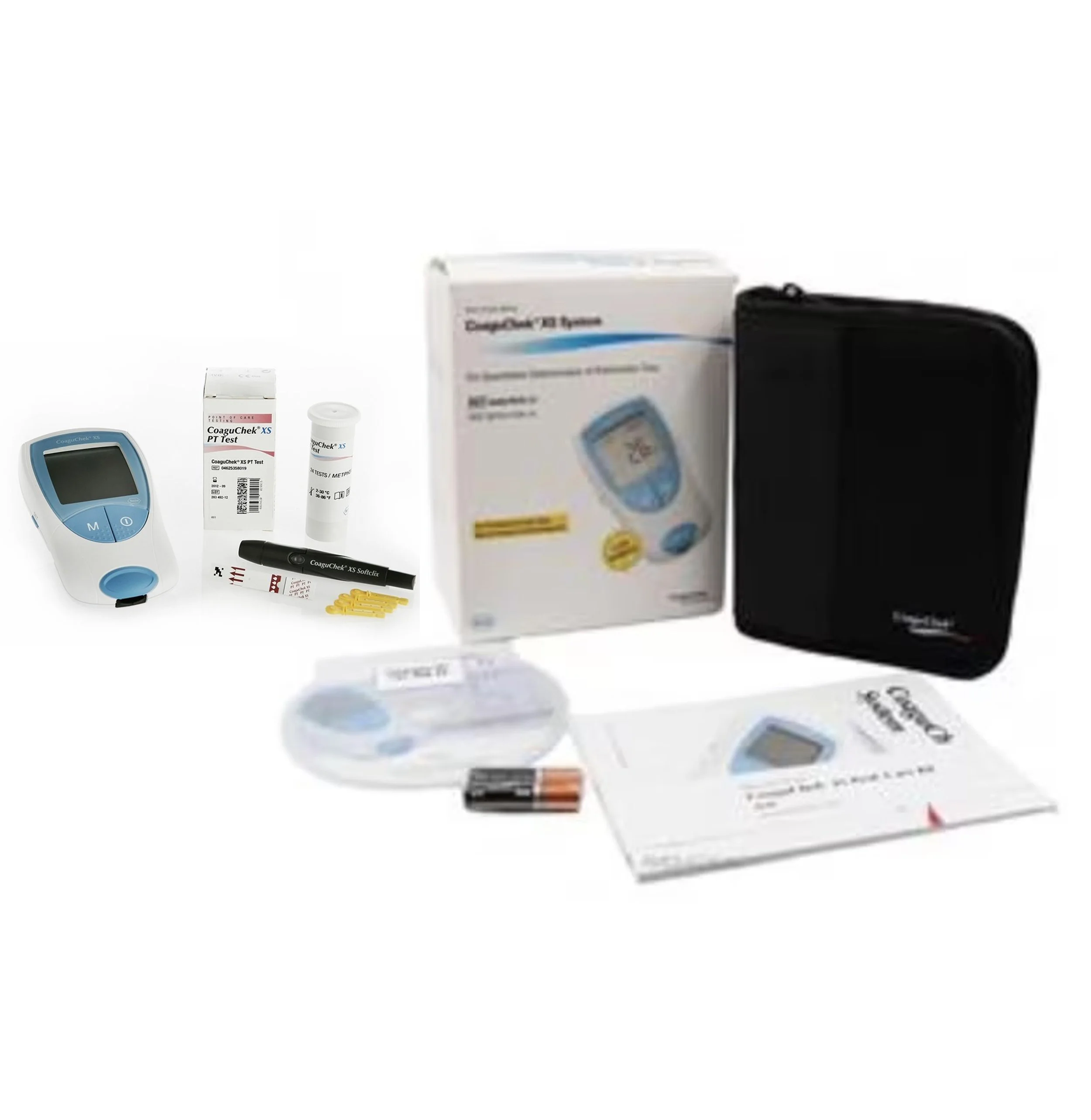 Roche CoaguChek XS PT/INR Meter Monitor Testing Kit PLUS 6 Test Strips (New, Open Box)