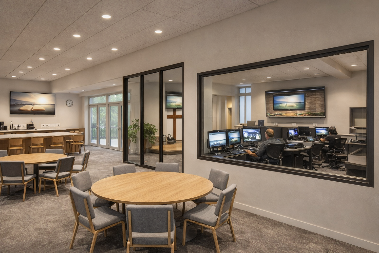 Modern multi-purpose room with media control.png