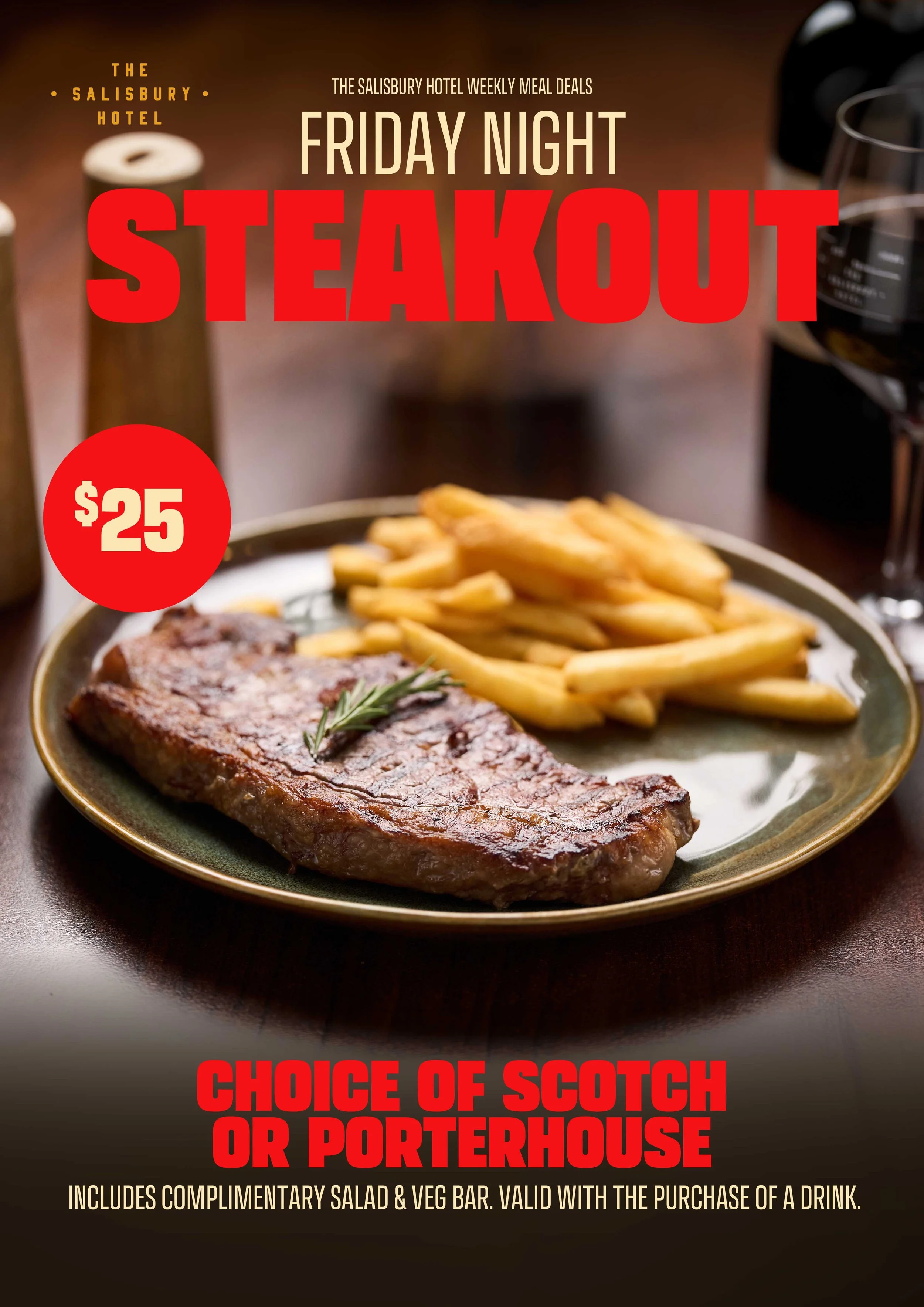 $25 Friday Steak Night in Salisbury