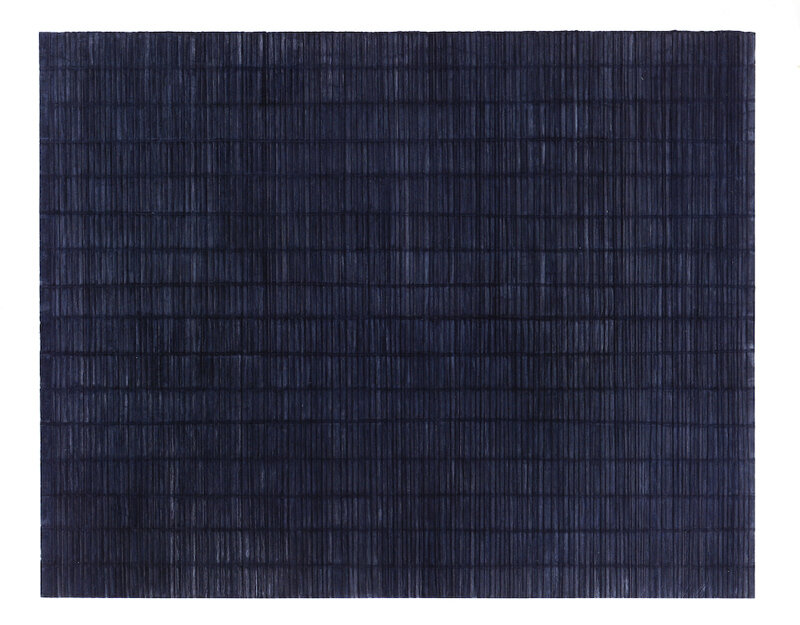Grey/Black Verticals and Horizontals, 2008 — oil pencil on handfolded paper, 18 3/4" x 24"