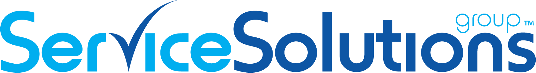 Logo for Service Solutions Group in blue with a stylized checkmark.
