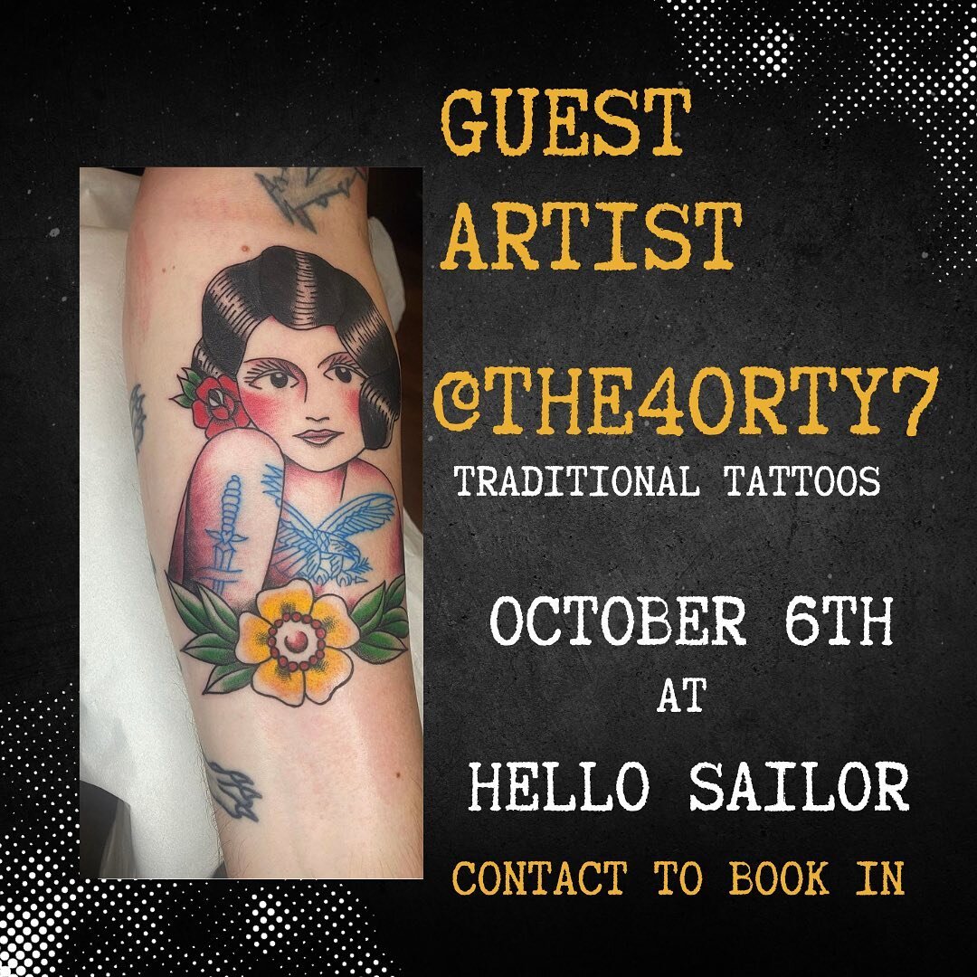 **GUEST ARTIST** 
We are pleased to announce trad artist @the4orty7 will be with us on OCTOBER THE 6TH for a guest spot! 

Get in touch to snap up a booking. He&rsquo;s offering discounts on flash pieces and up for some custom pieces - whatever tickl