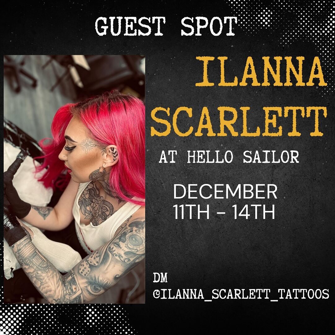 GUEST SPOT 
We are so excited to announce that the amazing 
@ilanna_scarlett_tattoos will be with us once again on DECEMBER 11th - 14th!

DM Ilanna or the studio to book in!

#guestartist #guestspot #guesttattoo #guesttattooartist #beourguest #tattoo