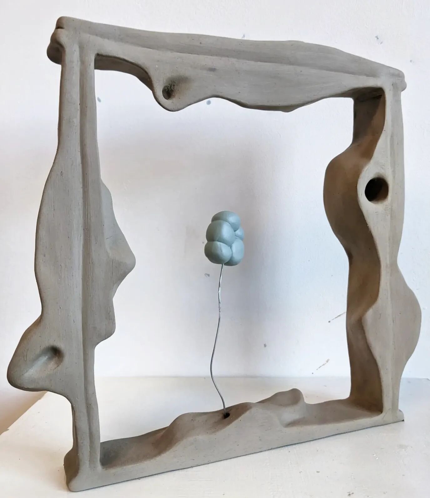 Ceramic trials coming together in the studio..

A relief to have made something I don't want to immediately recycle and allow space to grow.. feeling like the process has got legs too 🦵🦵

(Blue 'sheep's poo balloon' addition was a fun little slip t