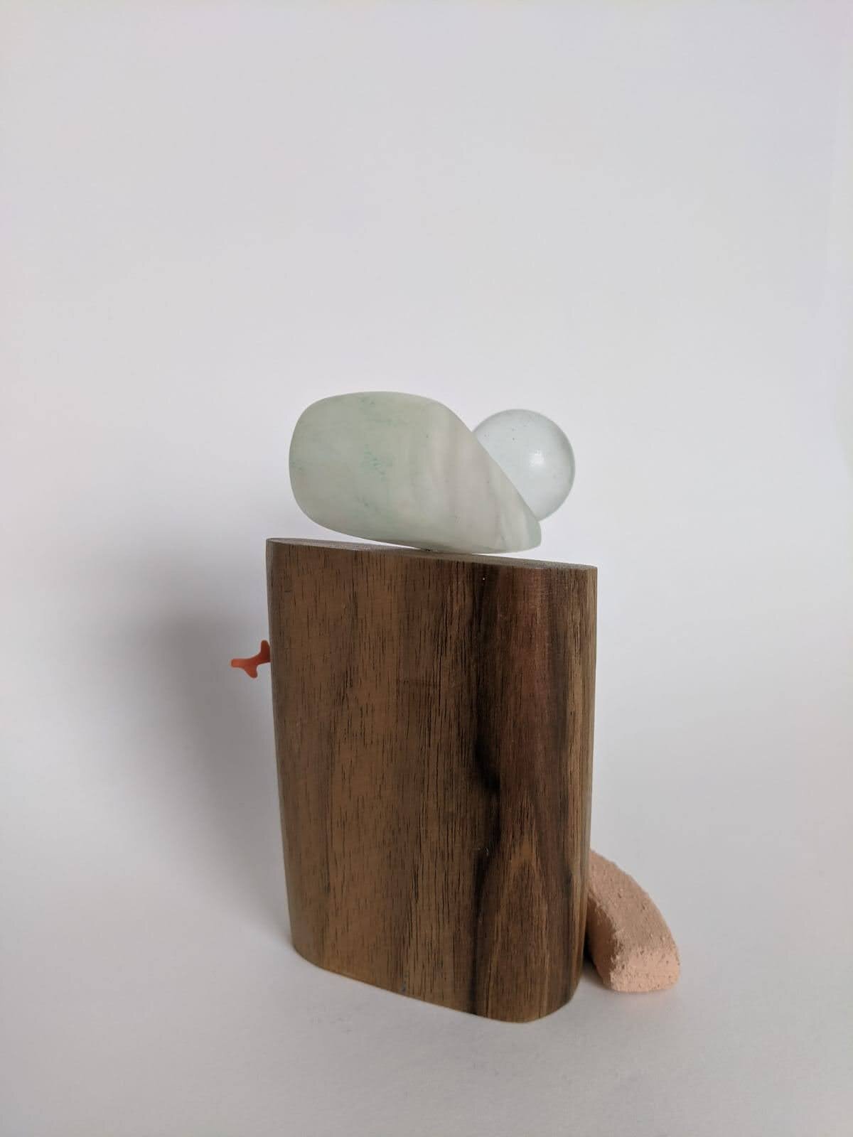 Minilith 15 (Sold)
Hardwood, Tinted Alabaster, Bisque fired clay, Glass Marble, Coral
February 2021