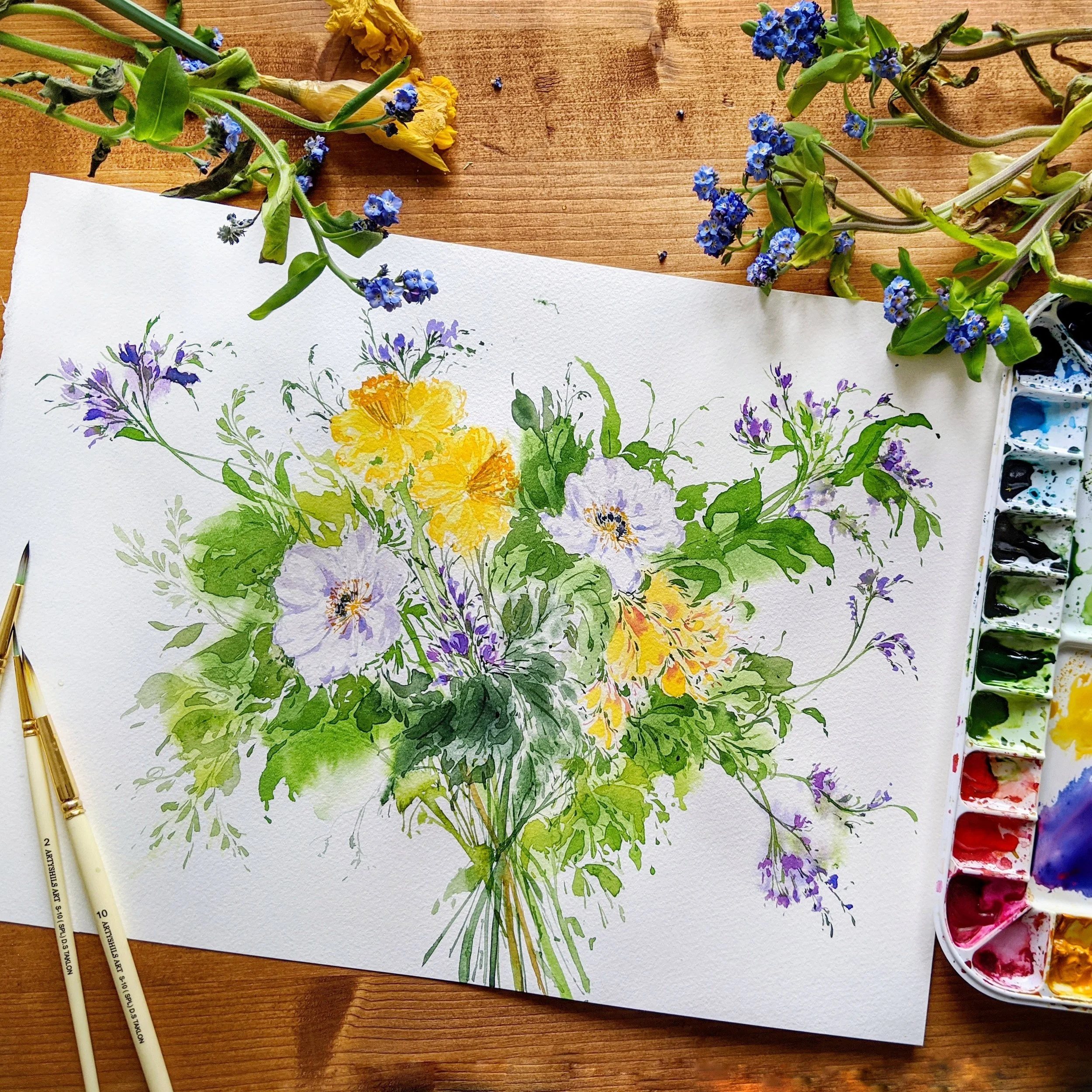 Daffodils and Anemones