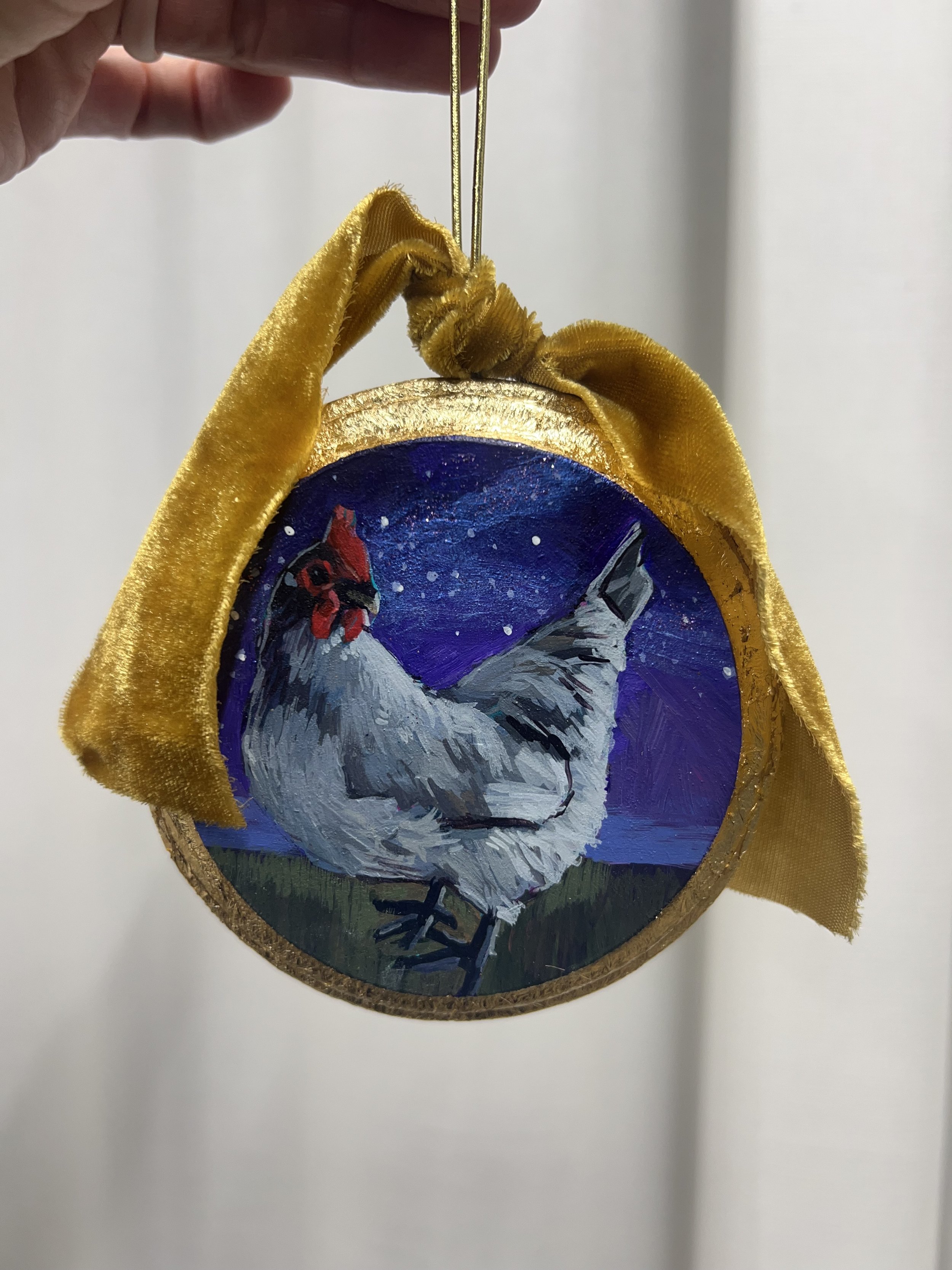 Lavender Night Hen Ornament