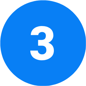 Blue circle with a white number three in the center.