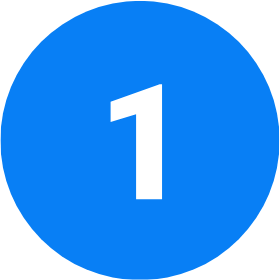 A large blue circle with the number one in white in the center.