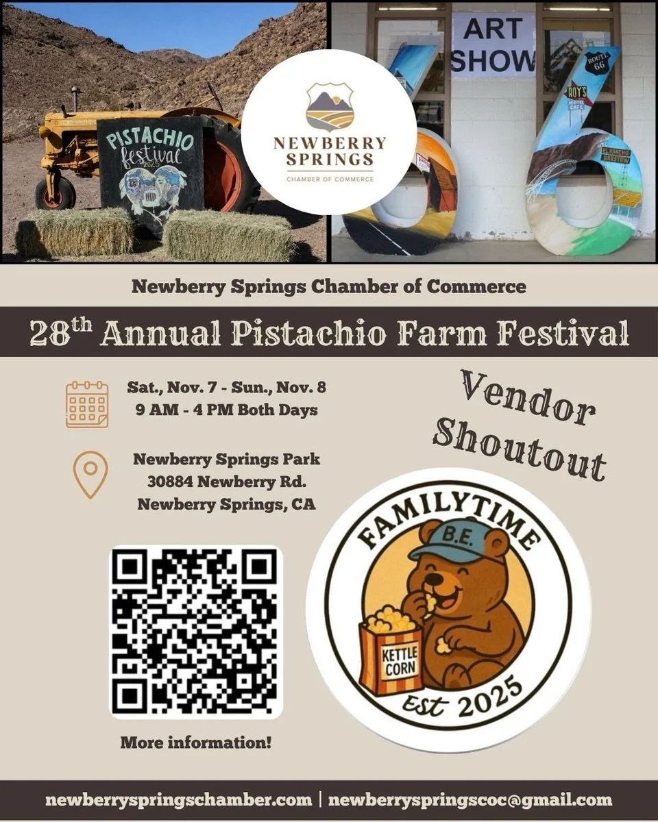 VENDOR SHOUTOUT!

@familytime_kettle_corn_ 

We&rsquo;re excited to introduce another amazing vendor joining us at the 28th Annual Pistachio Farm Festival! 💚

From unique finds to delicious treats, our vendors are a HUGE part of what makes this fest