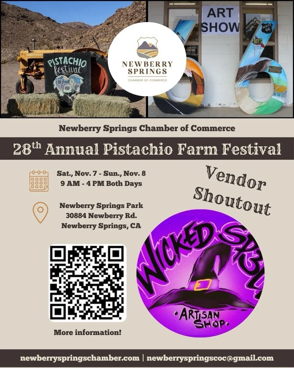VENDOR SHOUTOUT!

@wickedsp3ll 

We&rsquo;re excited to introduce another amazing vendor joining us at the 28th Annual Pistachio Farm Festival! 💚

From unique finds to delicious treats, our vendors are a HUGE part of what makes this festival so spec