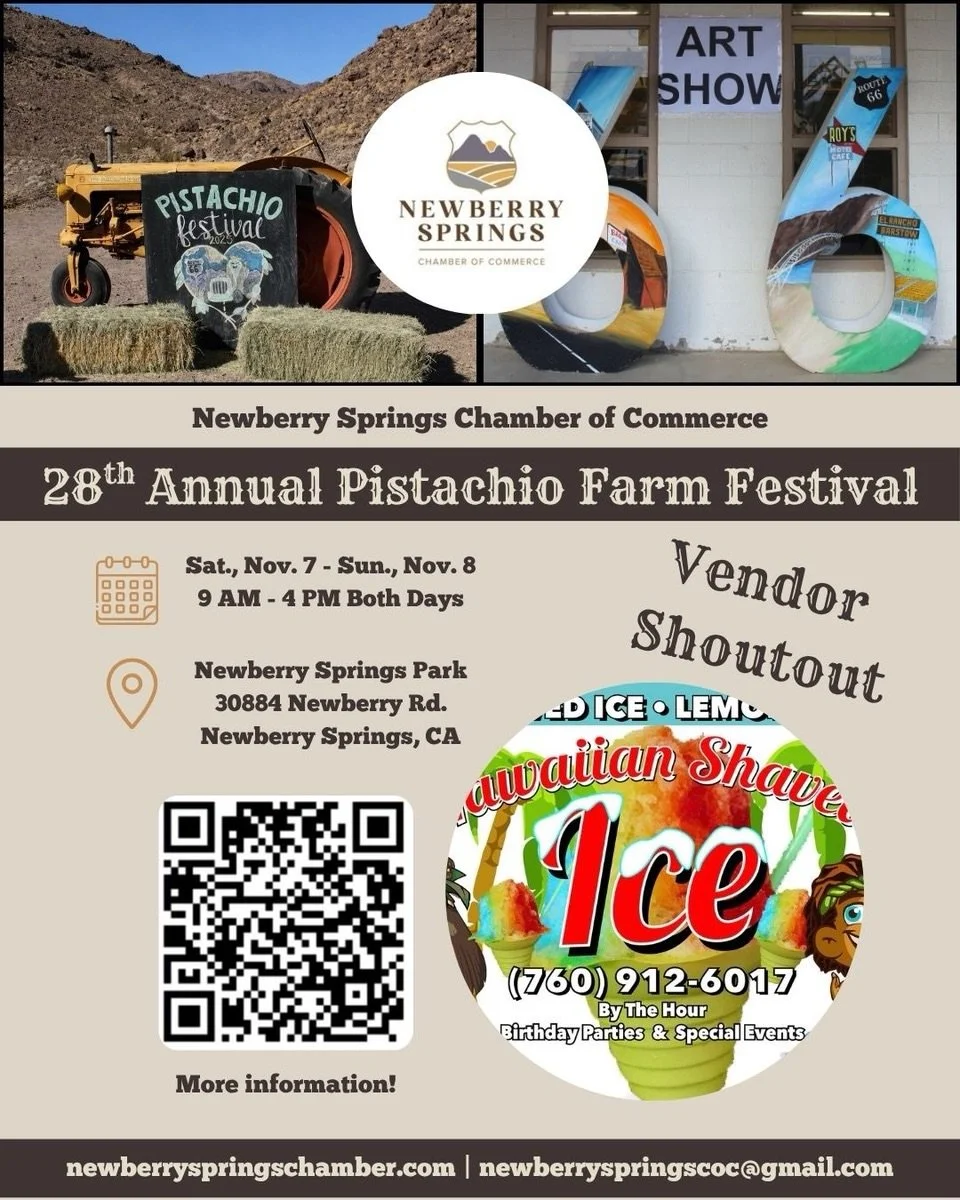 VENDOR SHOUTOUT!

DESERT FREEZE

We&rsquo;re excited to introduce another amazing vendor joining us at the 28th Annual Pistachio Farm Festival! 💚

From unique finds to delicious treats, our vendors are a HUGE part of what makes this festival so spec