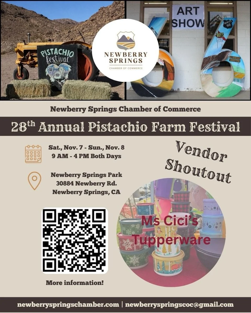 VENDOR SHOUTOUT!

@ms.cicistupperware 

We&rsquo;re excited to introduce another amazing vendor joining us at the 28th Annual Pistachio Farm Festival! 💚

From unique finds to delicious treats, our vendors are a HUGE part of what makes this festival 