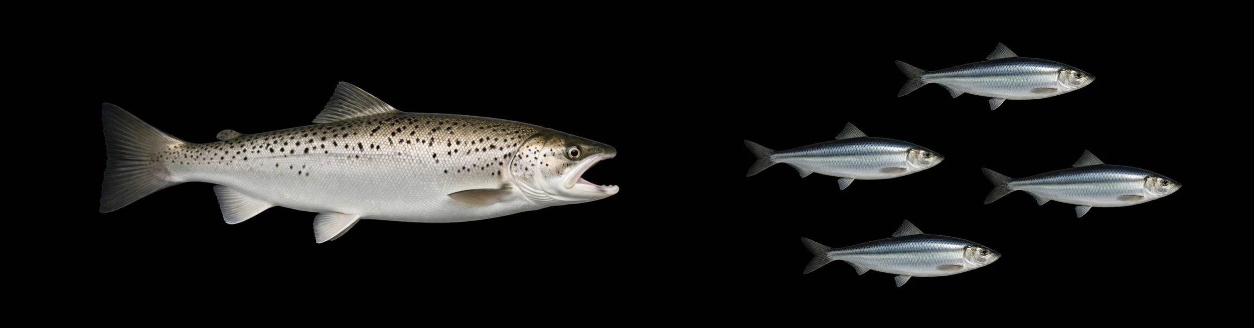 Große Meerforellen fressen sehr oft Heringe in der Heringsleichzeit. Sie Jagen die Heringsschwärme.