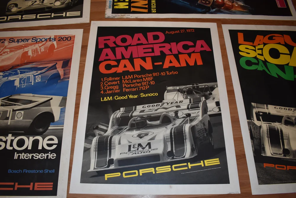 1972 Road America Can-Am Porsche Poster, Factory Original