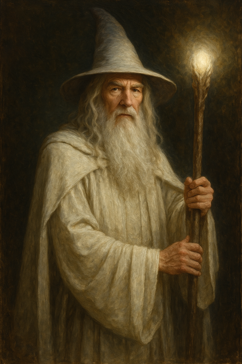 Representation of the magician archetype, and old wise man holding a wand