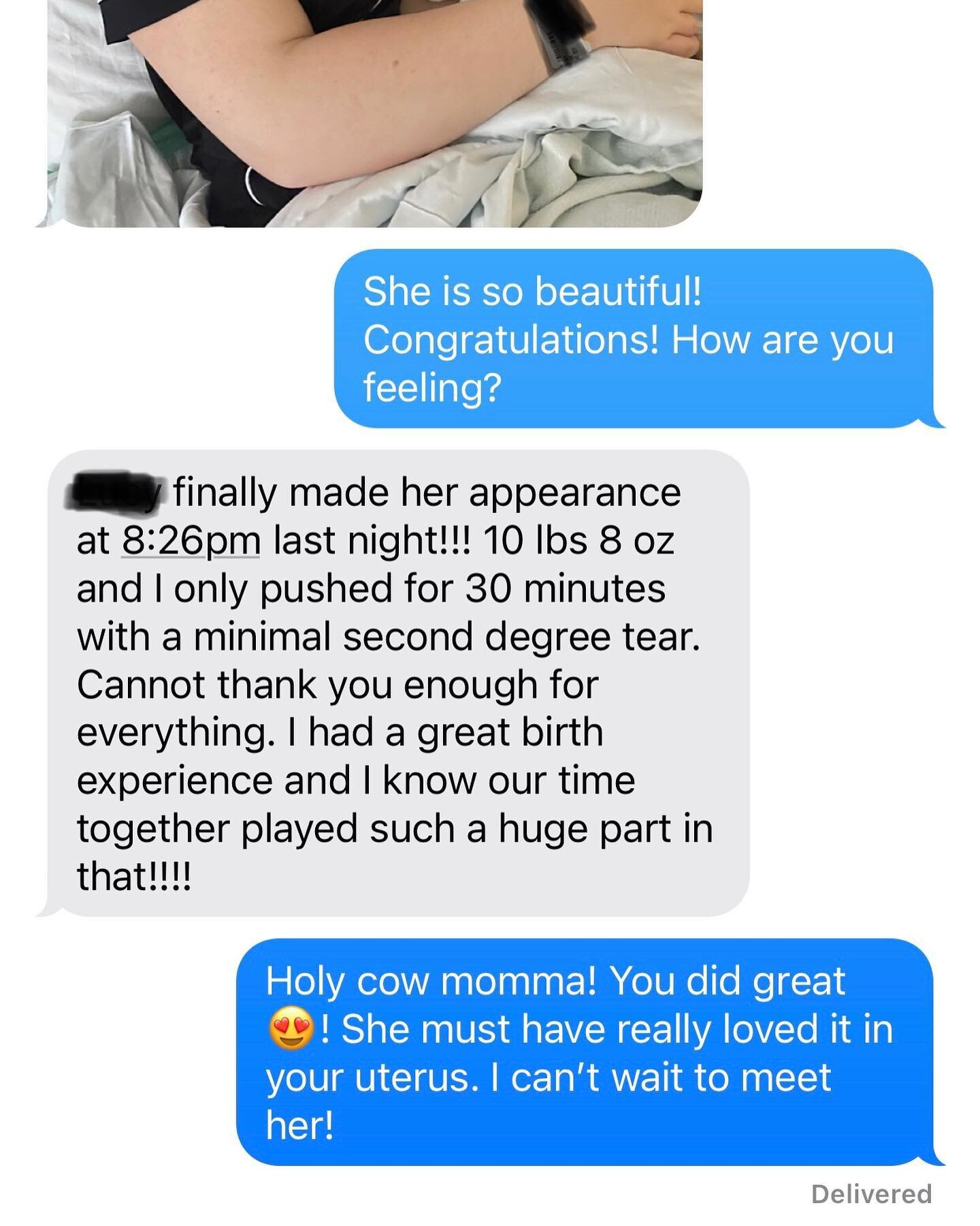 The best kind of texts to receive from clients are baby announcements! 😍
 
I ❤️working with clients during their pregnancies. Prenatal pelvic floor therapy can reduce labor time, reduce need for medical interventions and hasten postpartum recovery. 