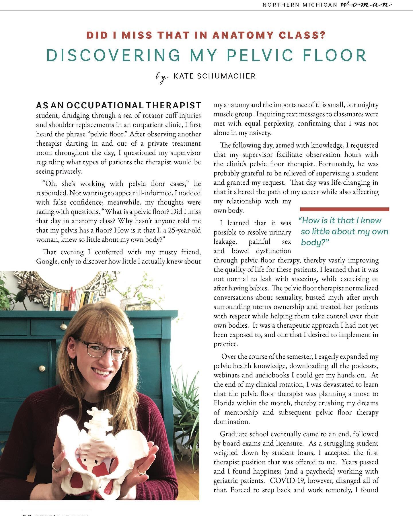 So honored that my story was featured in Northern Michigan Woman Magazine. Go pick up a copy (it&rsquo;s free!) or check out the digital version tonight! 

@northernmichiganwoman 

#pelvicfloorot #themoreyouknow🌈 #vulvalove #pregnancylife #pelvichea