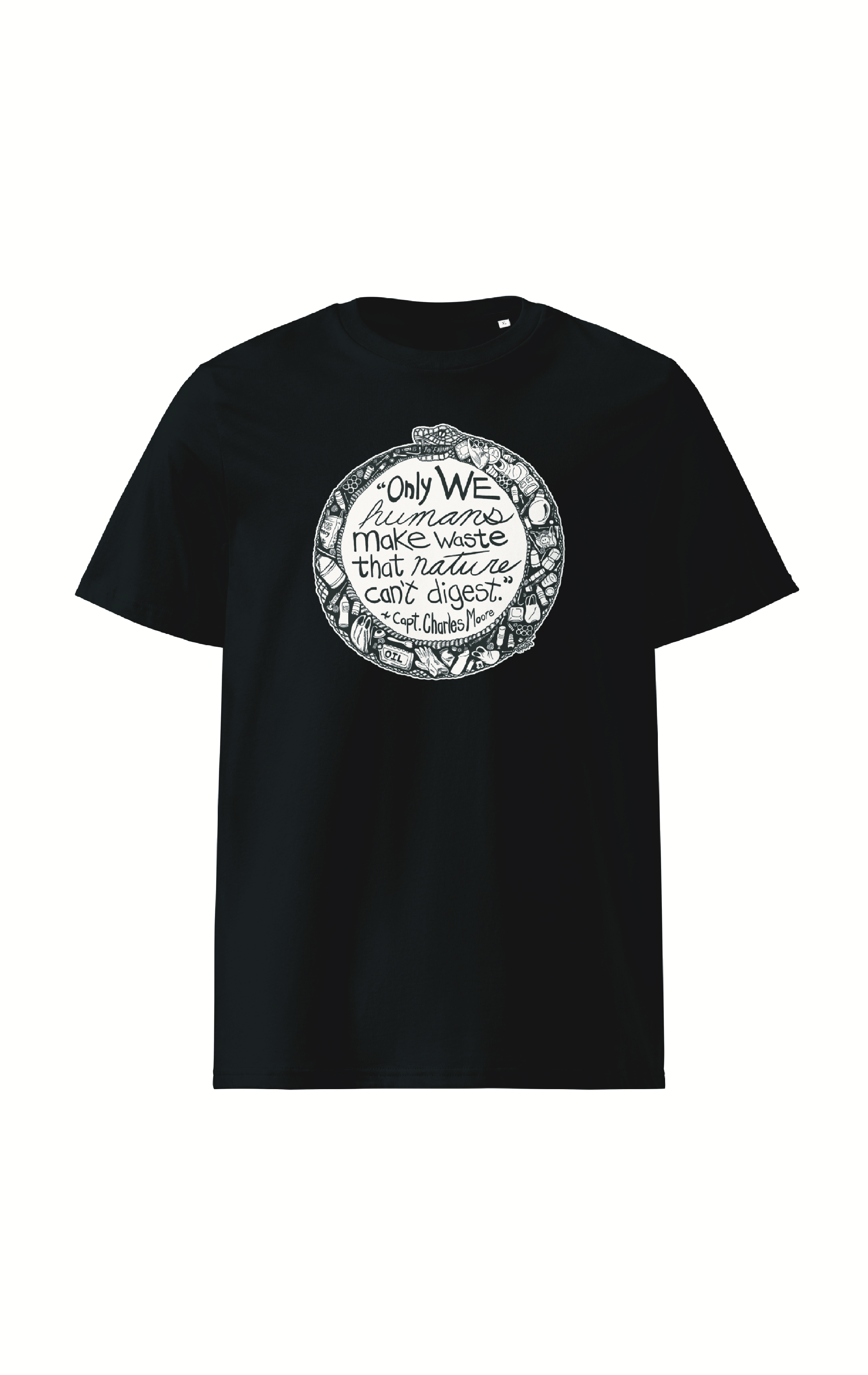 Captain Charles Moore Organic Cotton T-Shirt In Black By Artist Rick Frausto