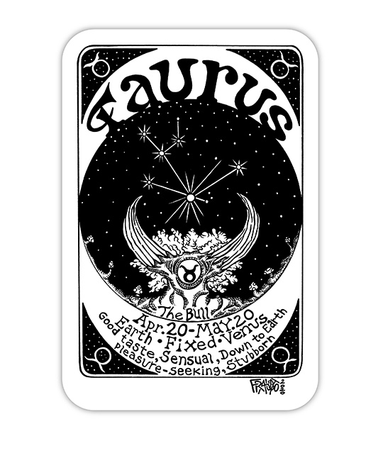 Taurus Zodiac Eco-Friendly Sticker By Artist Rick Frausto