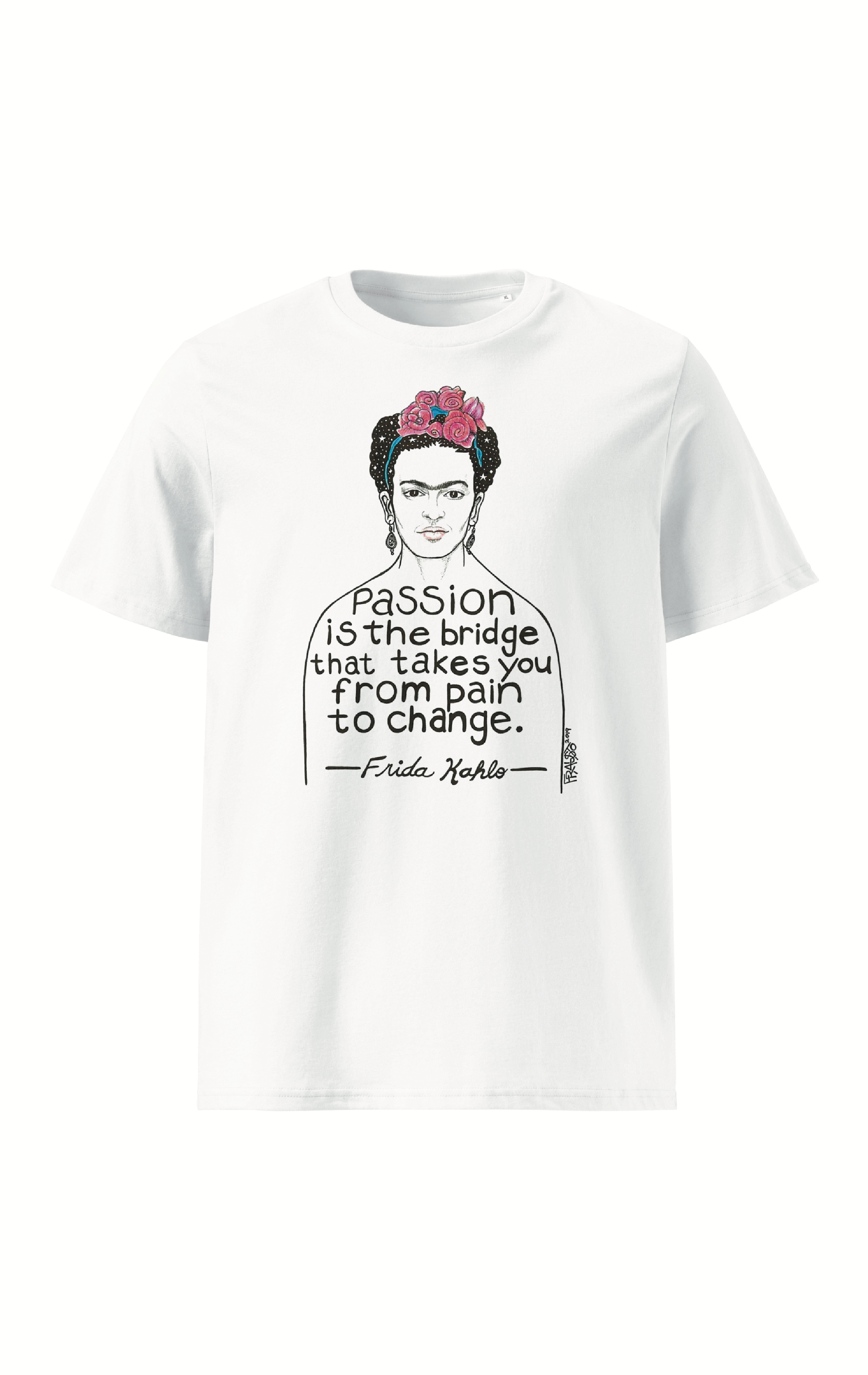 Frida Kahlo Organic Cotton T-Shirt By Artist Rick Frausto