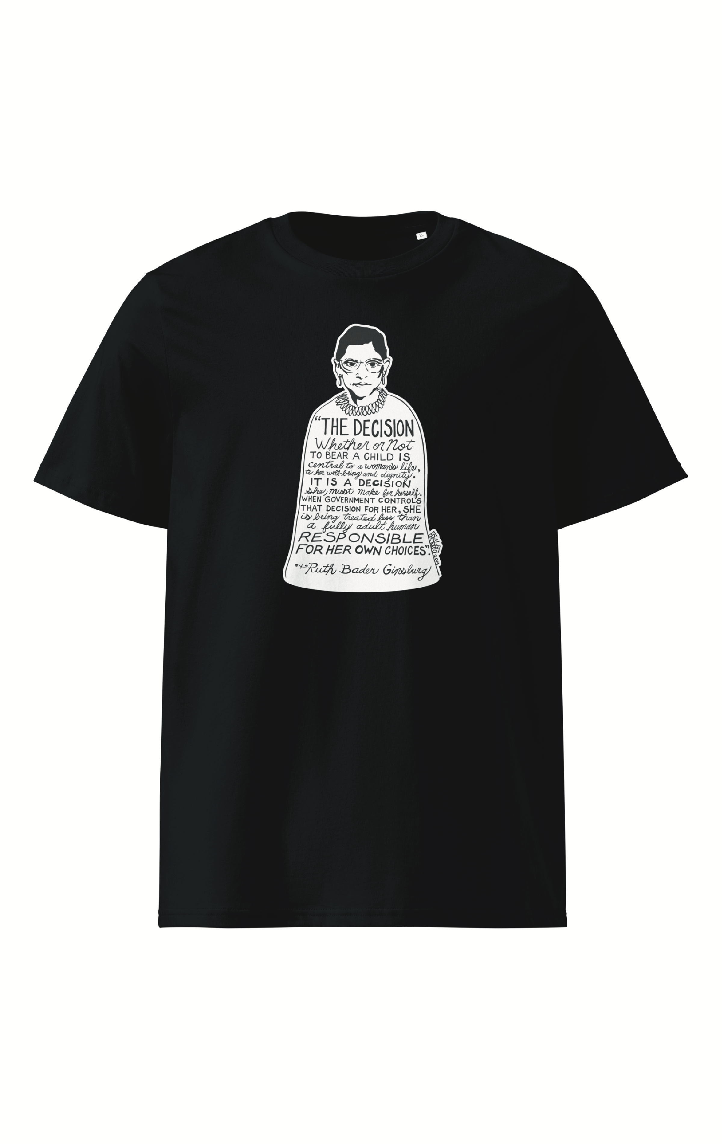 RBG 2 Organic Cotton T-Shirt in black By Artist Rick Frausto