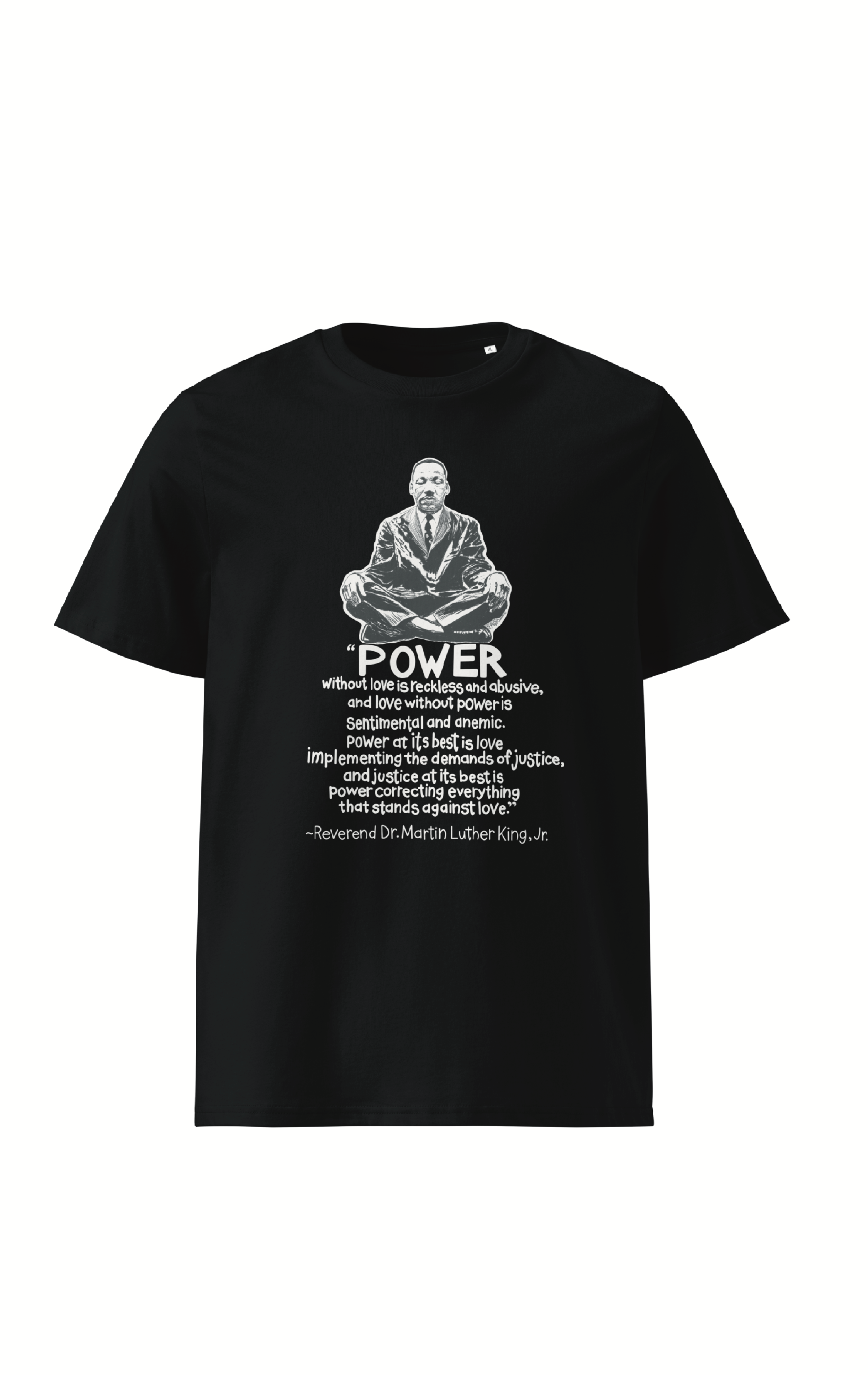 MLK #2 Organic Cotton T-shirt in black By Artist Rick Frausto