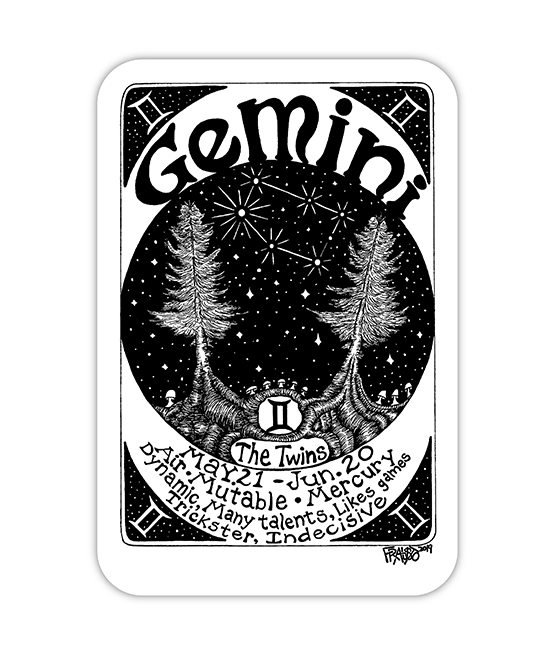 Gemini Zodiac Eco-Friendly Sticker By Artist Rick Frausto